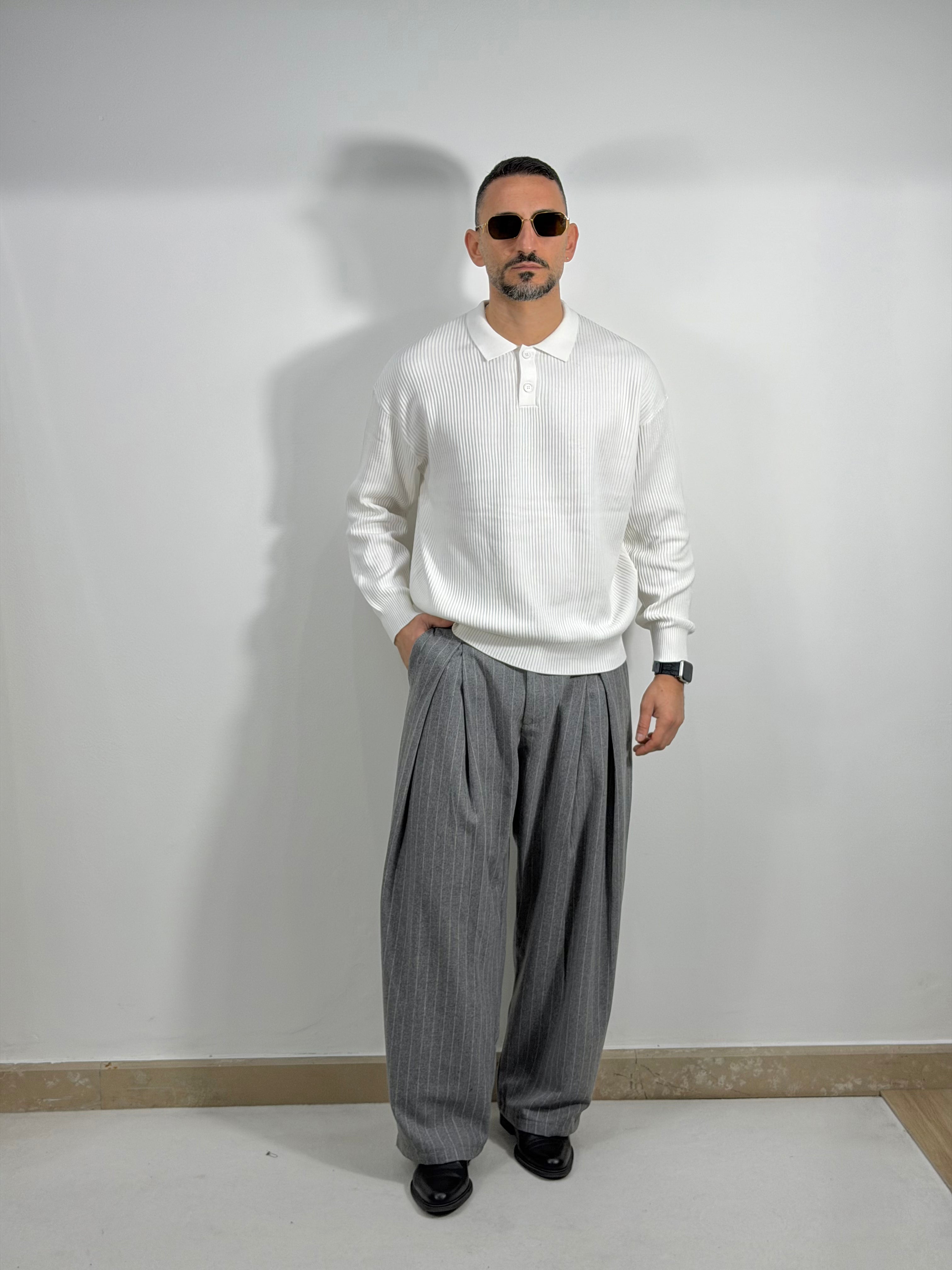 PANTALONI IN FLANELLA GESSATO