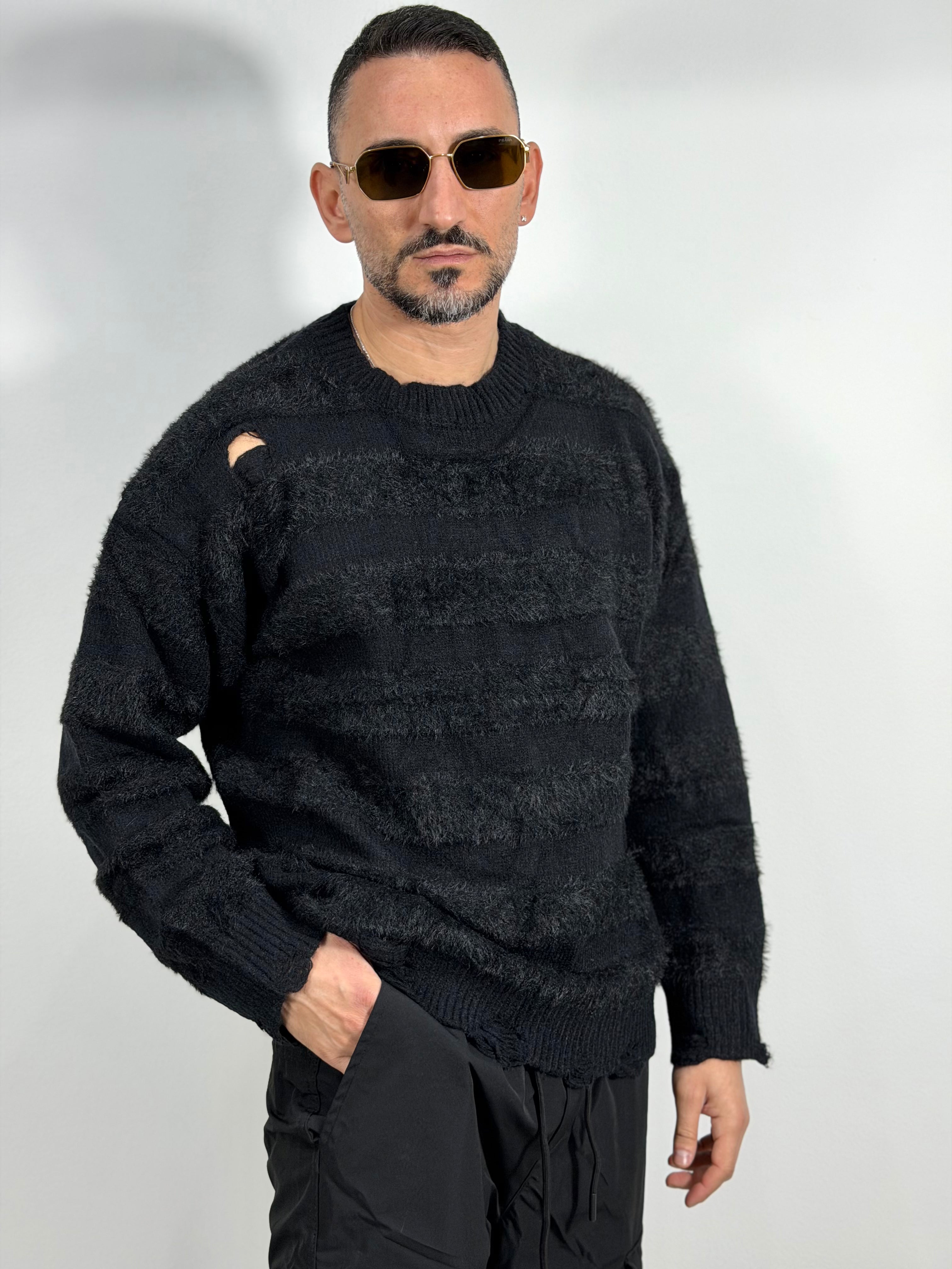 MAGLIA IN MOHAIR A FASCE