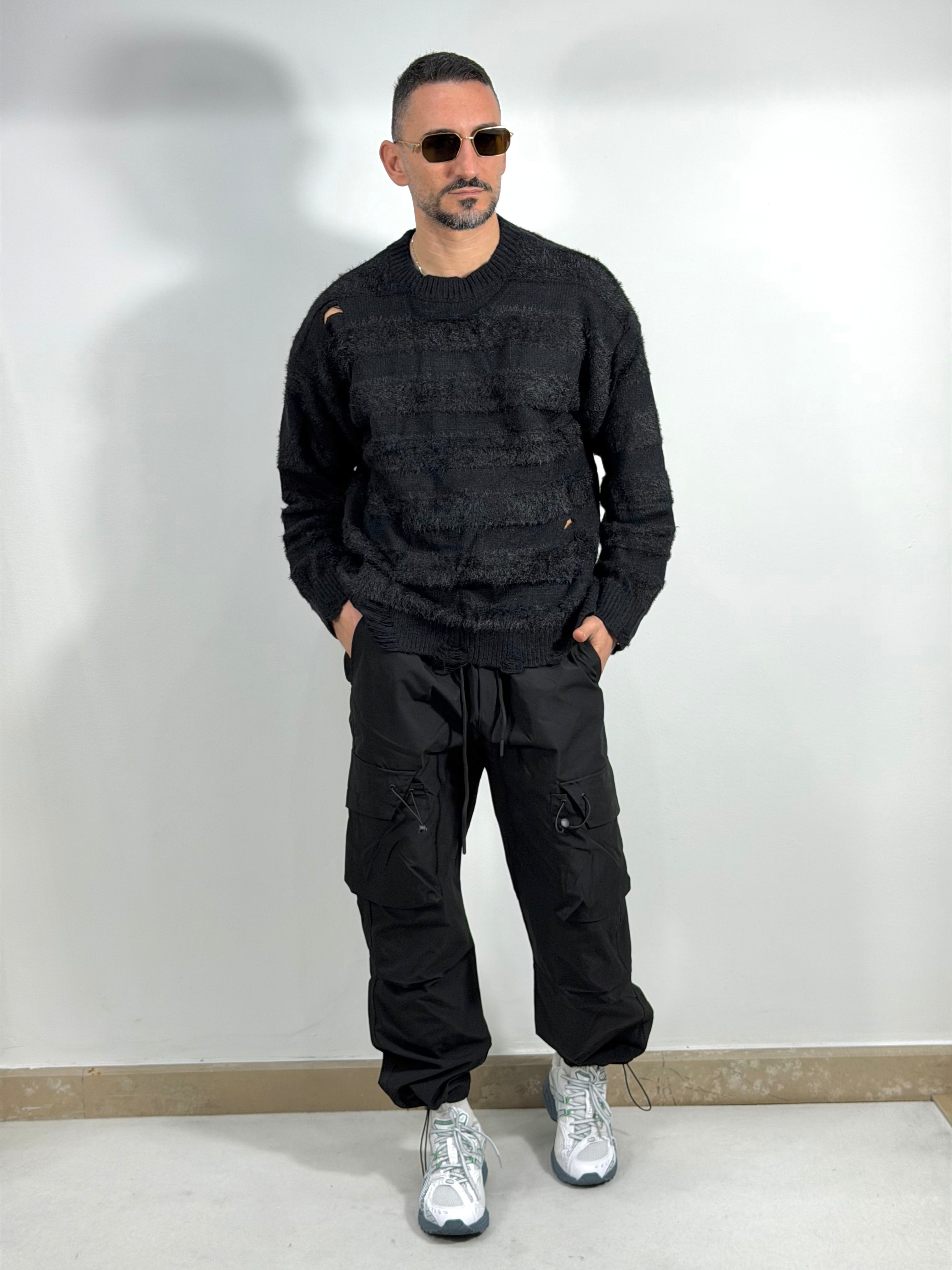 MAGLIA IN MOHAIR A FASCE