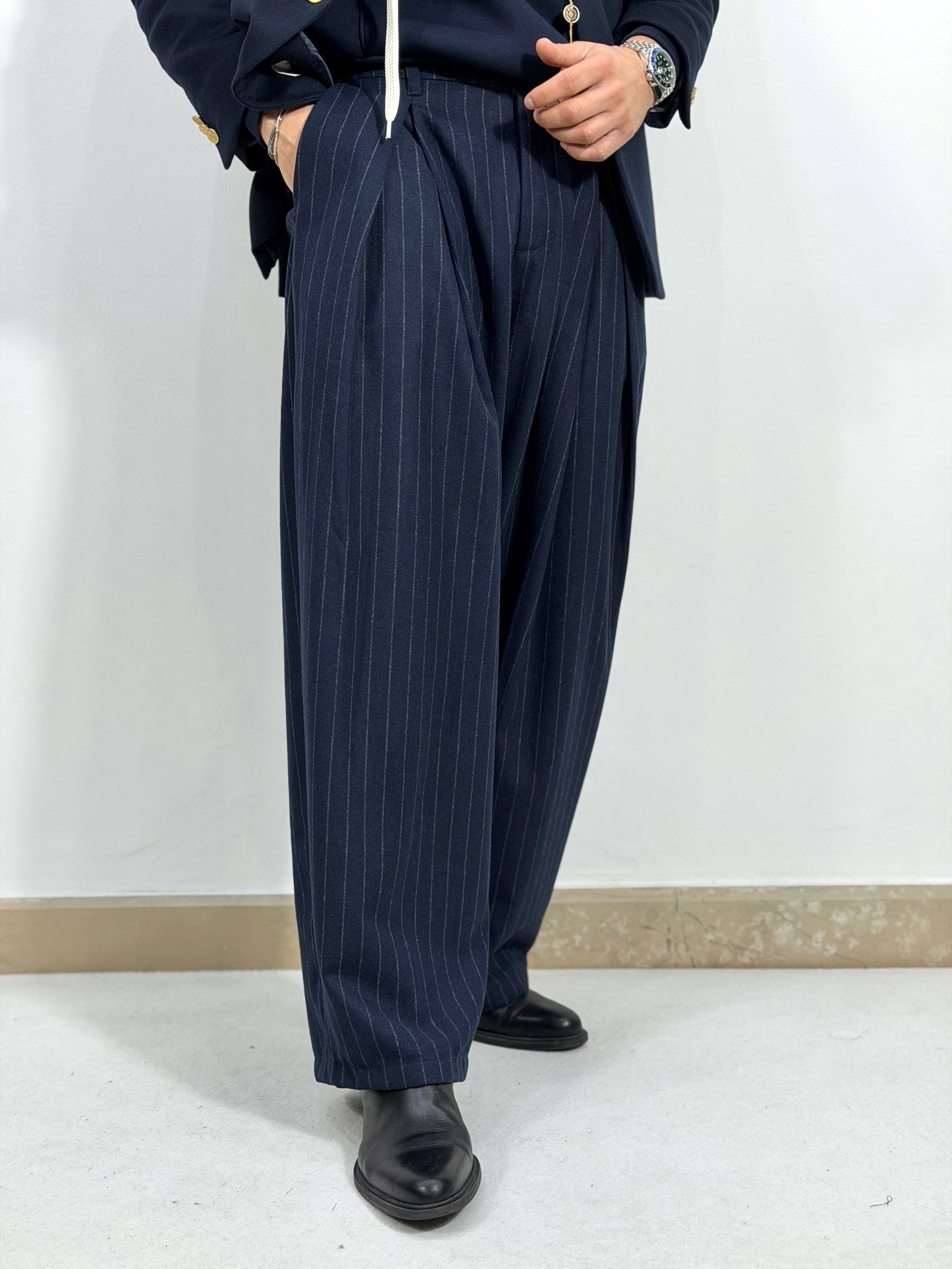 PANTALONI IN FLANELLA GESSATO