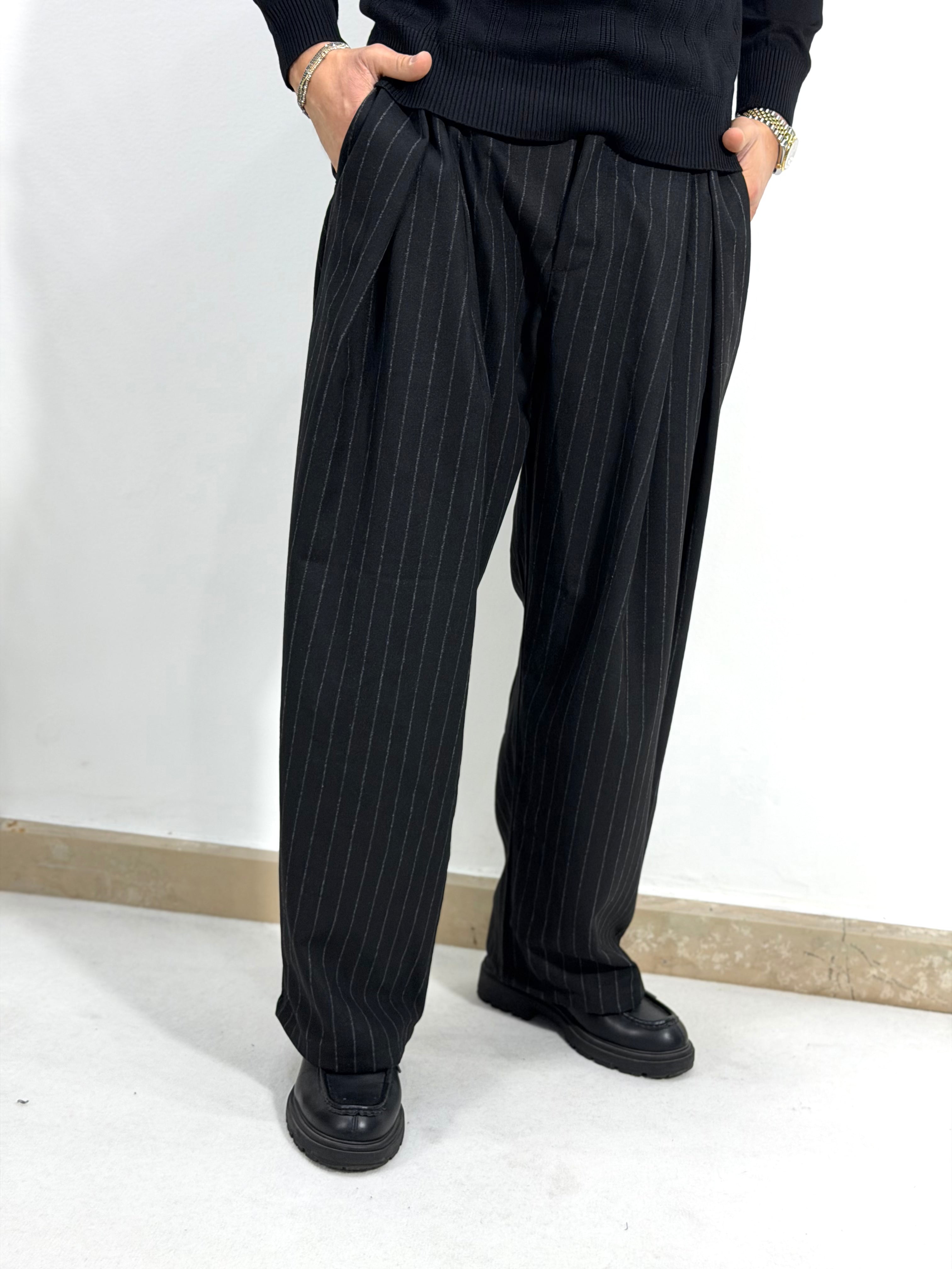 PANTALONI IN FLANELLA GESSATO