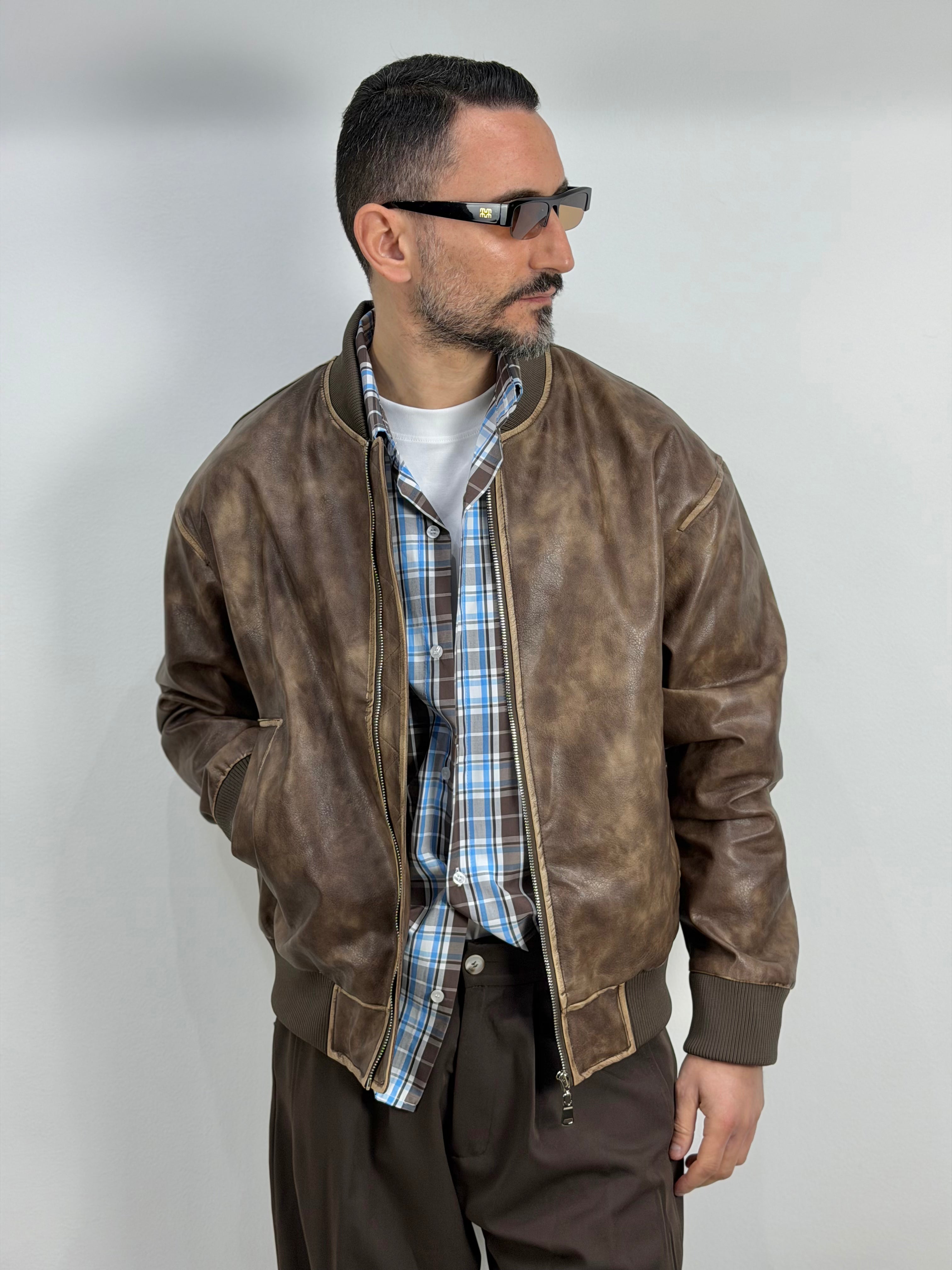 BOMBER IN ECOPELLE MARMORIZZATO