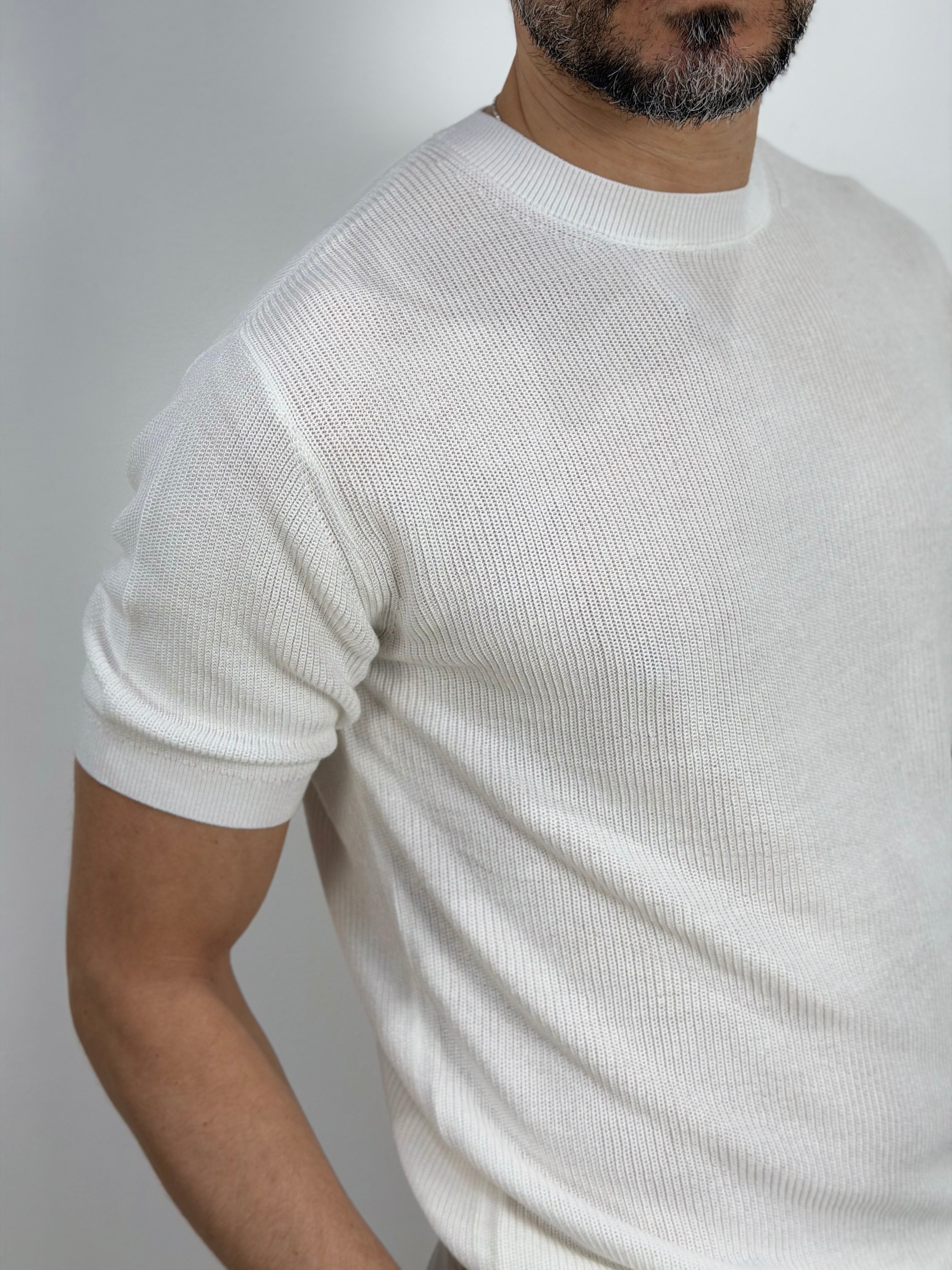 MAGLIA IN FILO IN TRAMA A INTARSIO