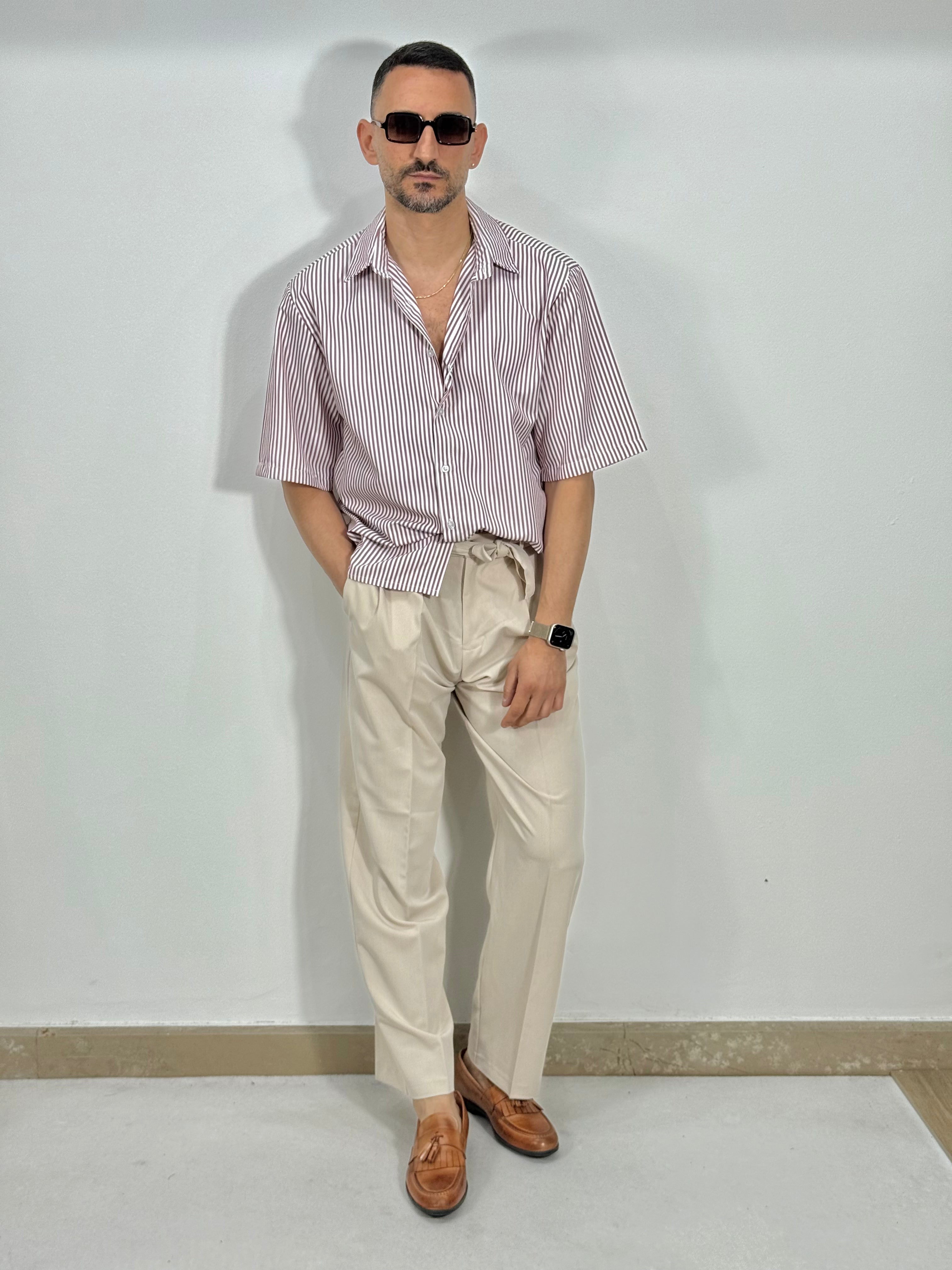 CAMICIA A RIGHE MANICA CORTA