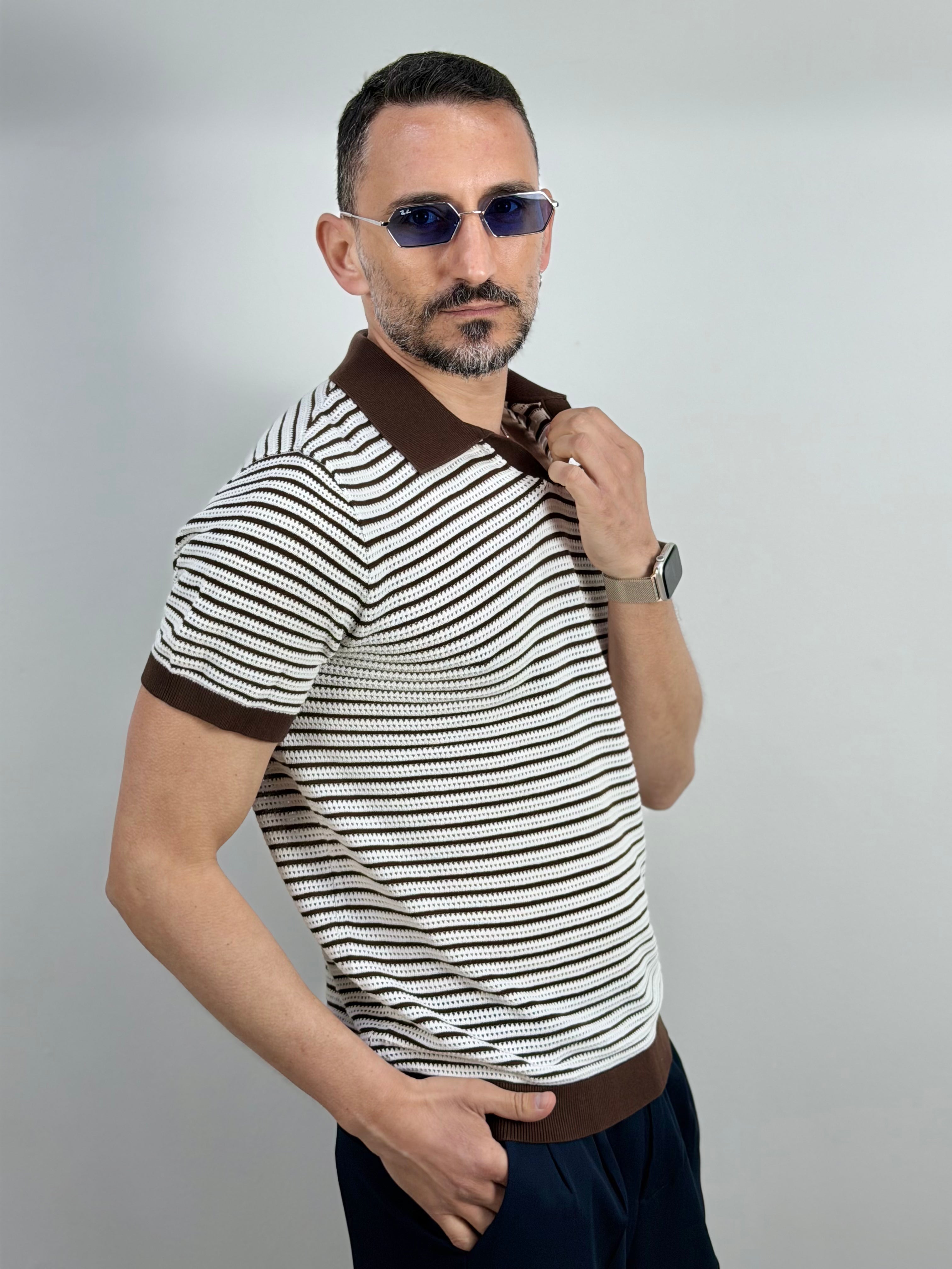 POLO TRAFORATA SCOLLO A V