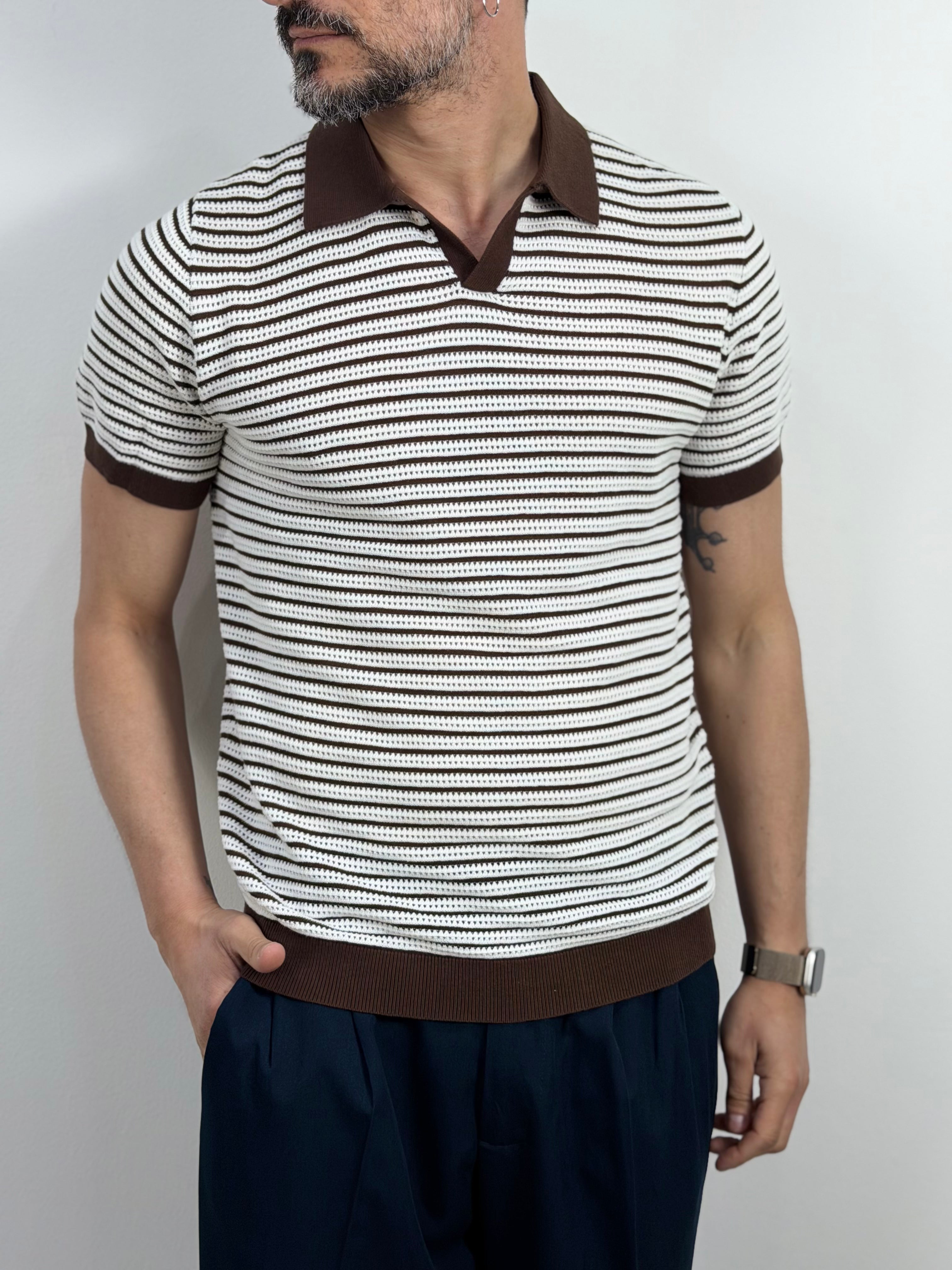 POLO TRAFORATA SCOLLO A V