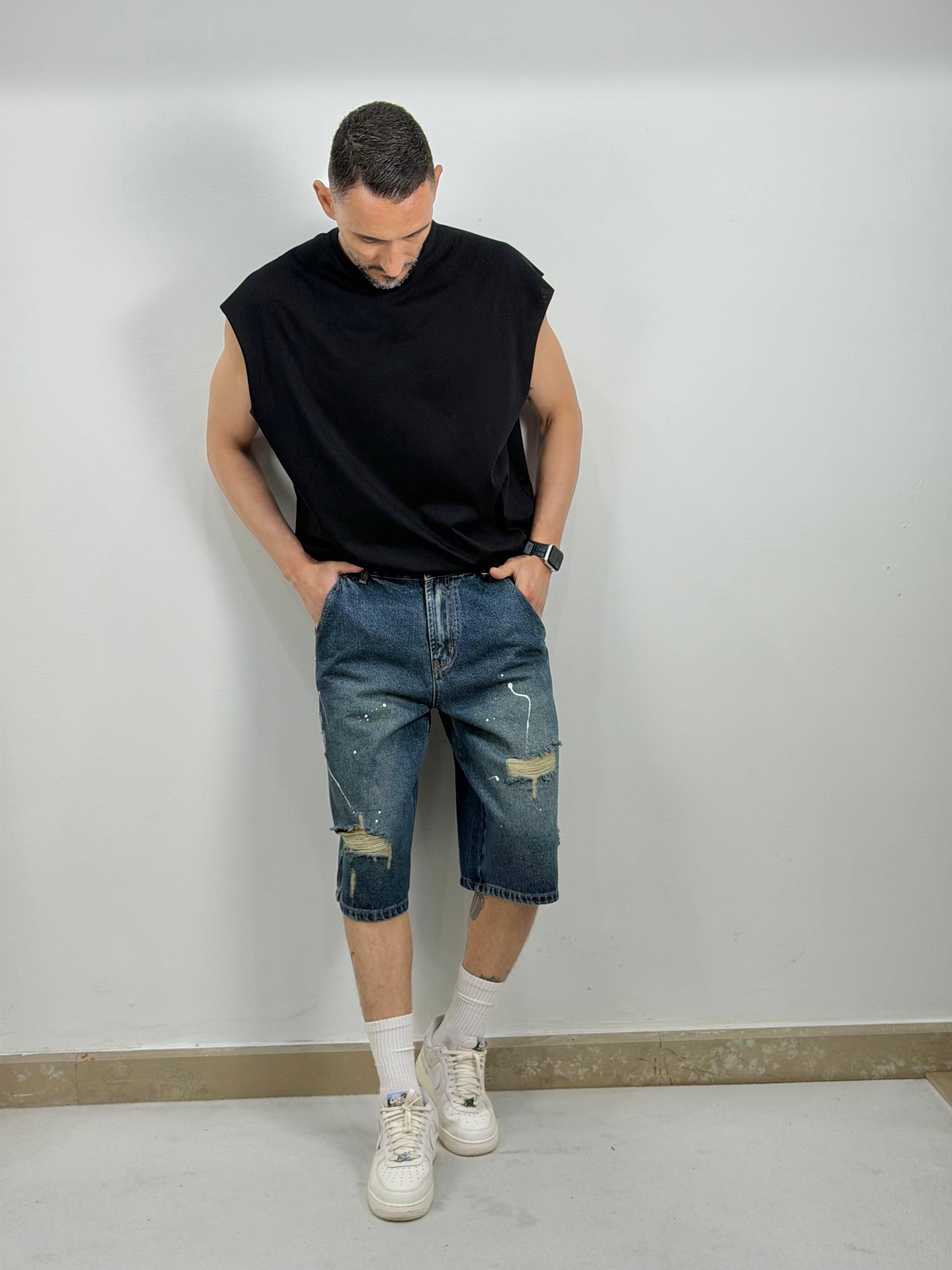 BERMUDA DENIM CON STRAPPI
