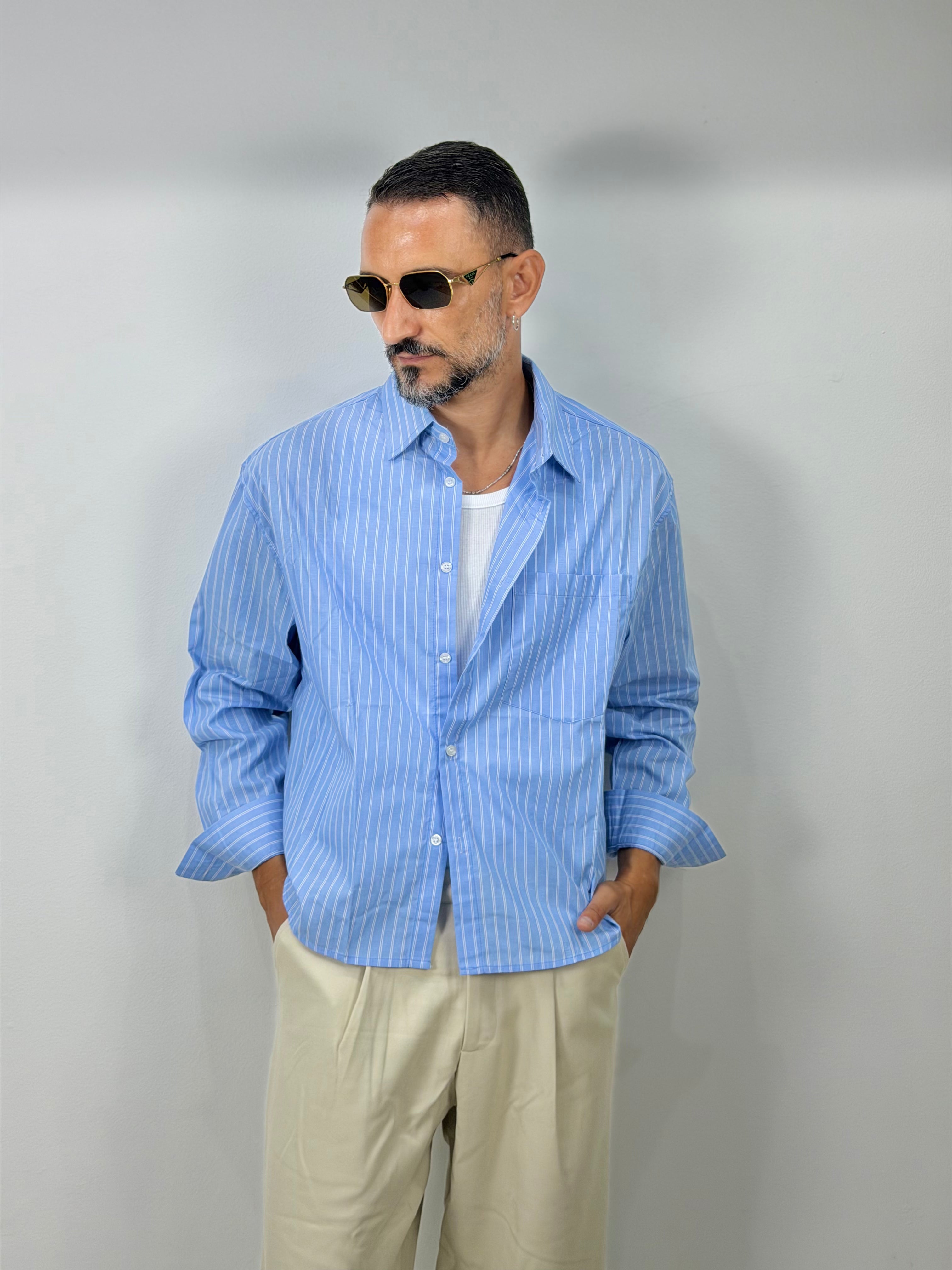 CAMICIA CROP RIGATA