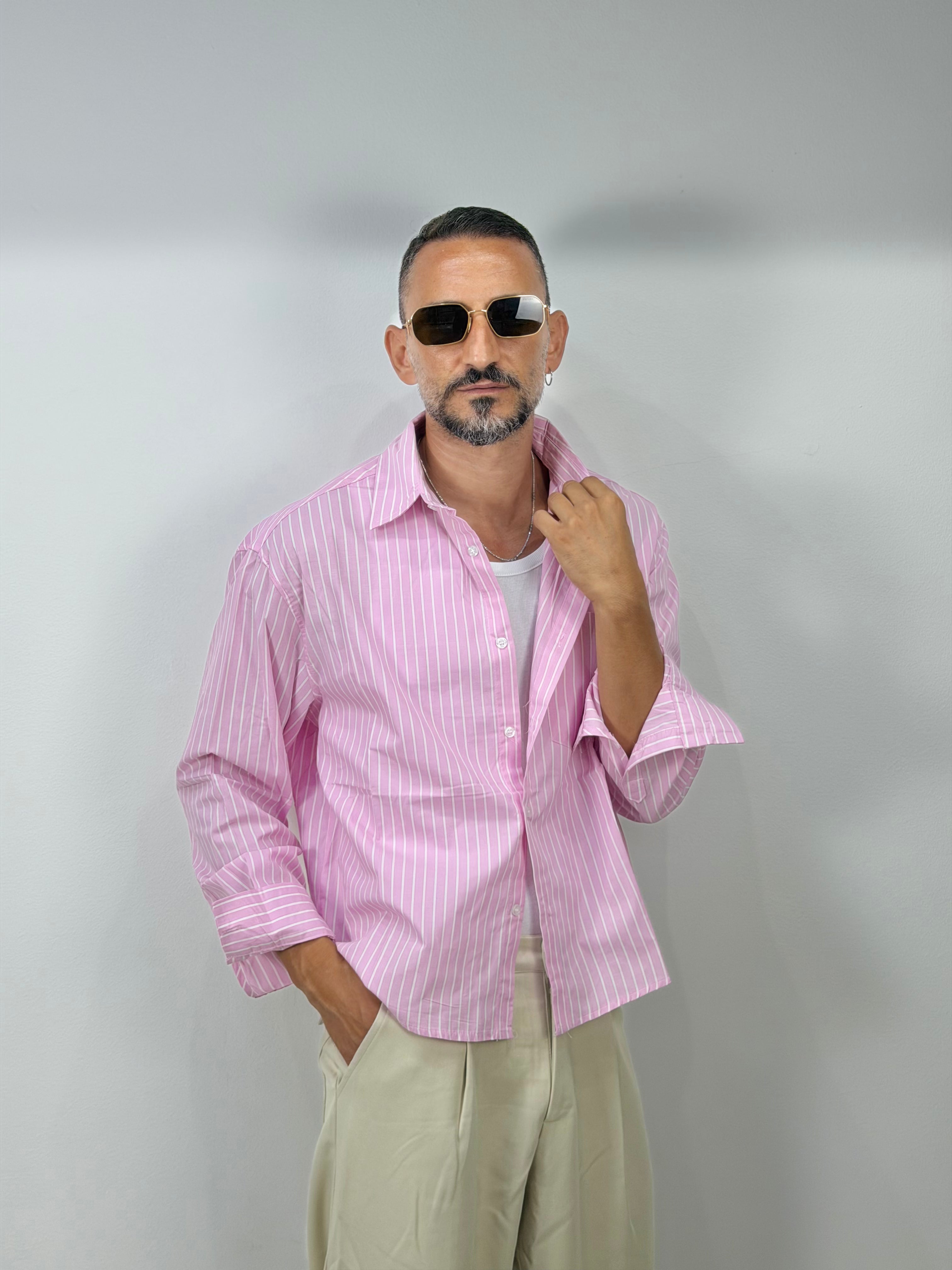 CAMICIA CROP RIGATA