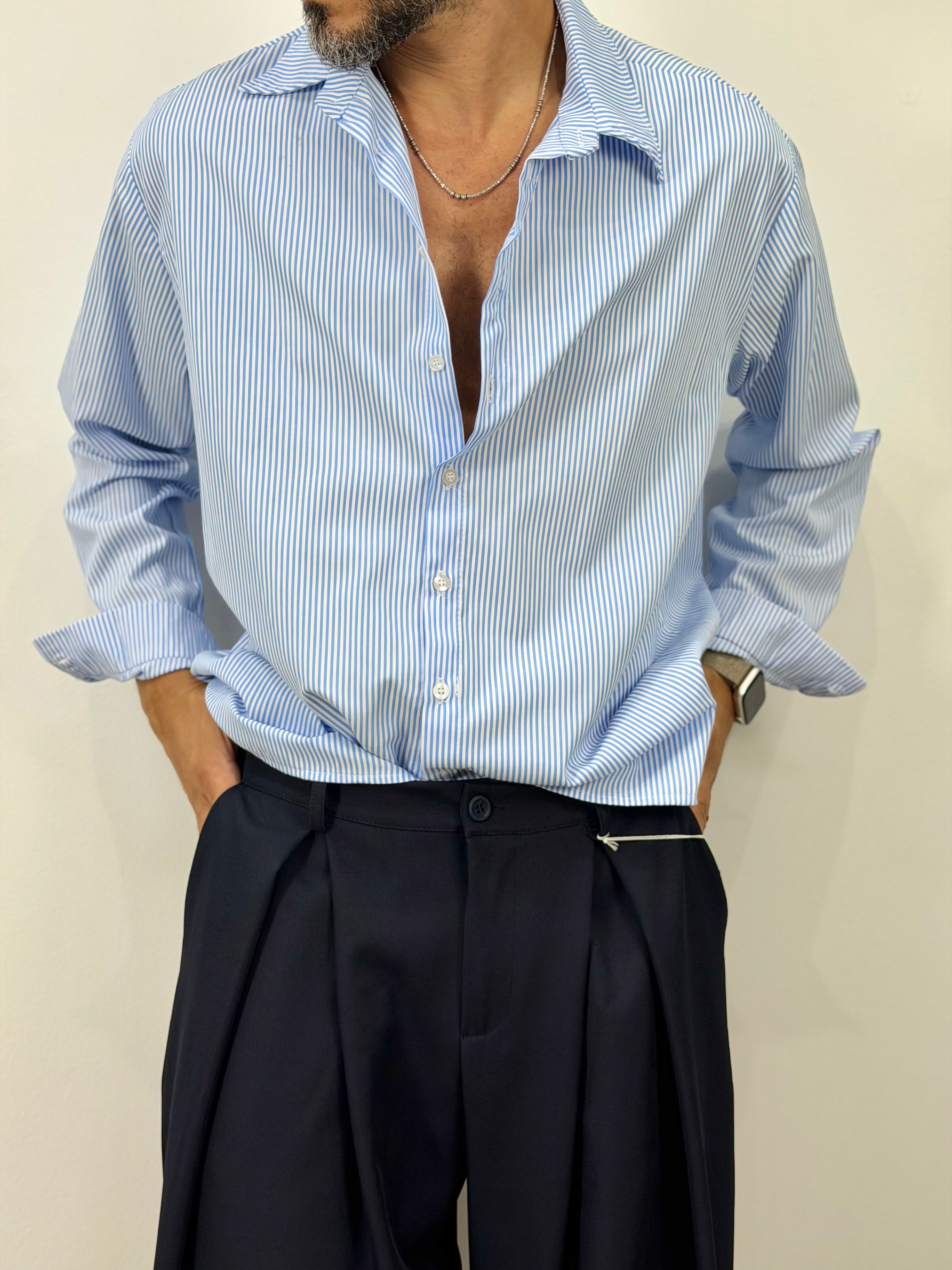 CAMICIA CROP RIGATA
