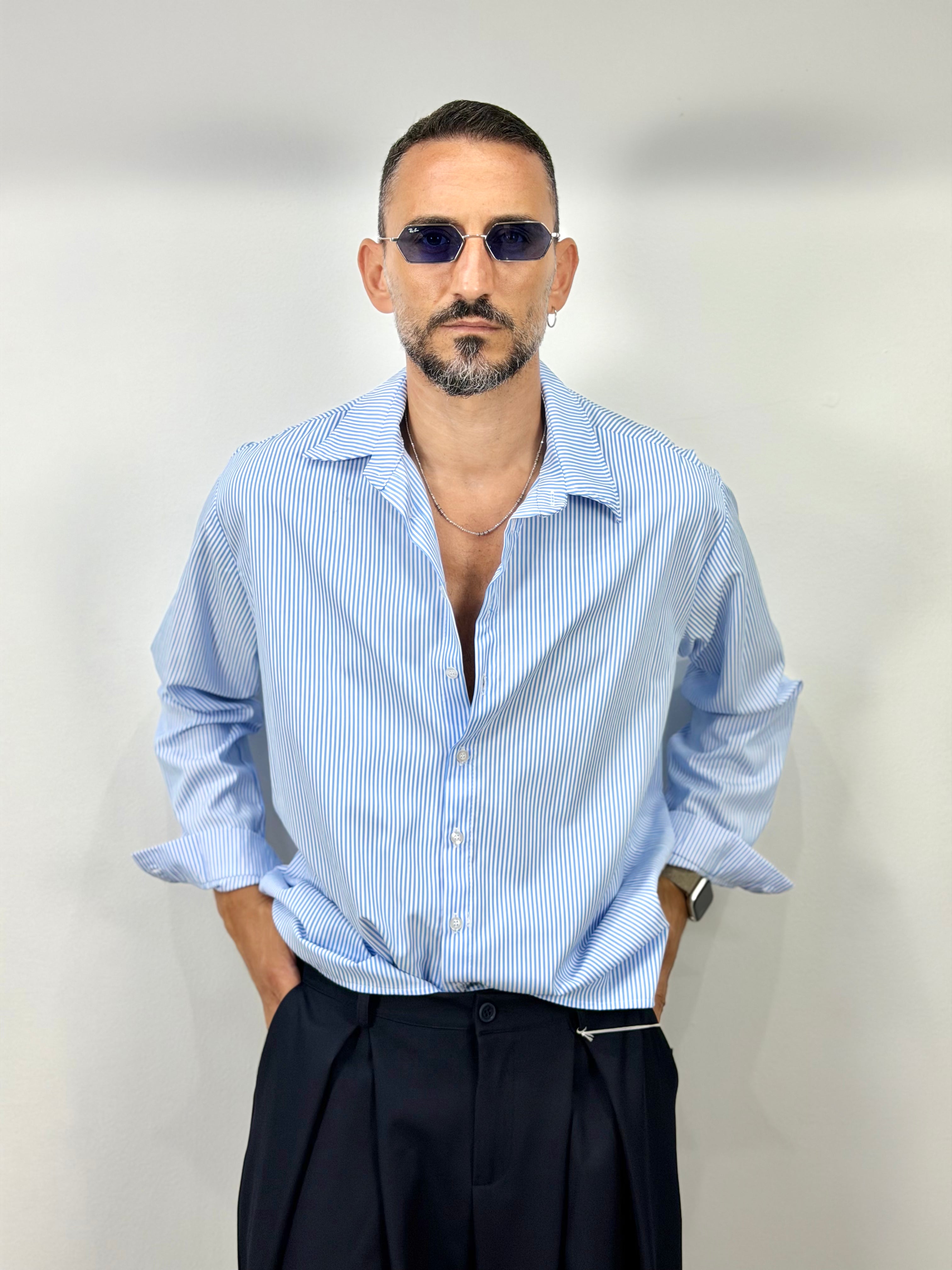 CAMICIA CROP RIGATA
