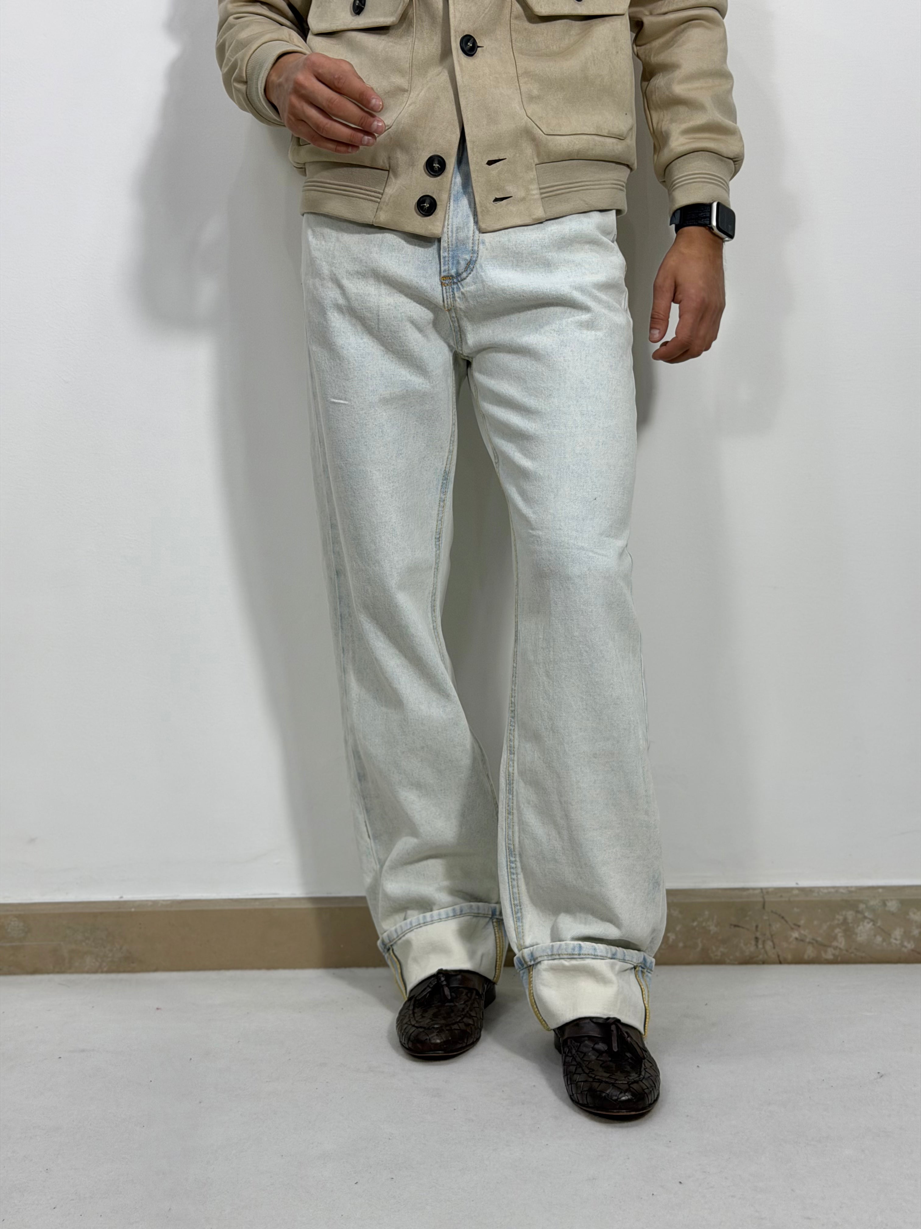 DENIM VITA ALTA FONDO AMPIO E RISVOLTO