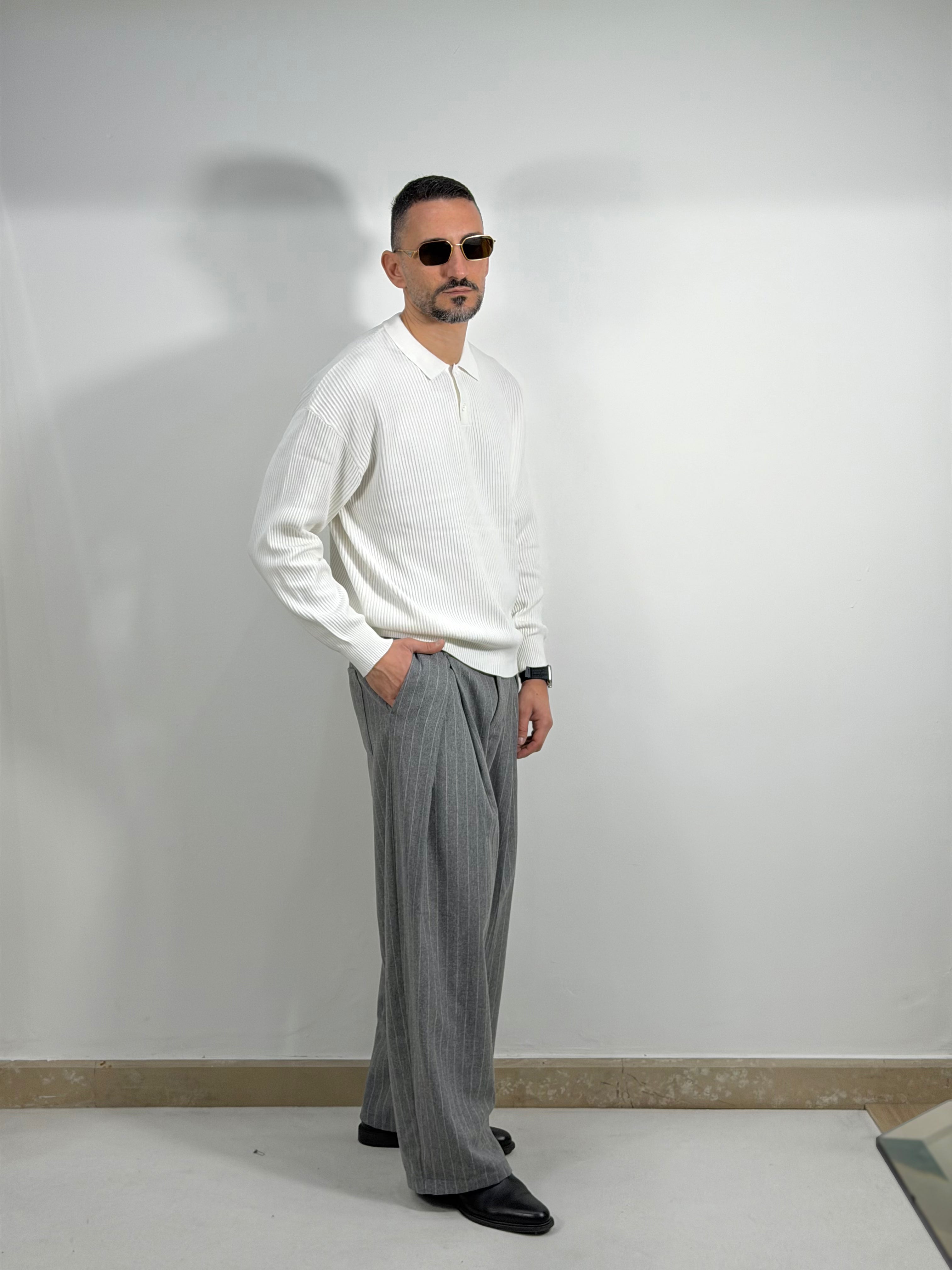 PANTALONI IN FLANELLA GESSATO