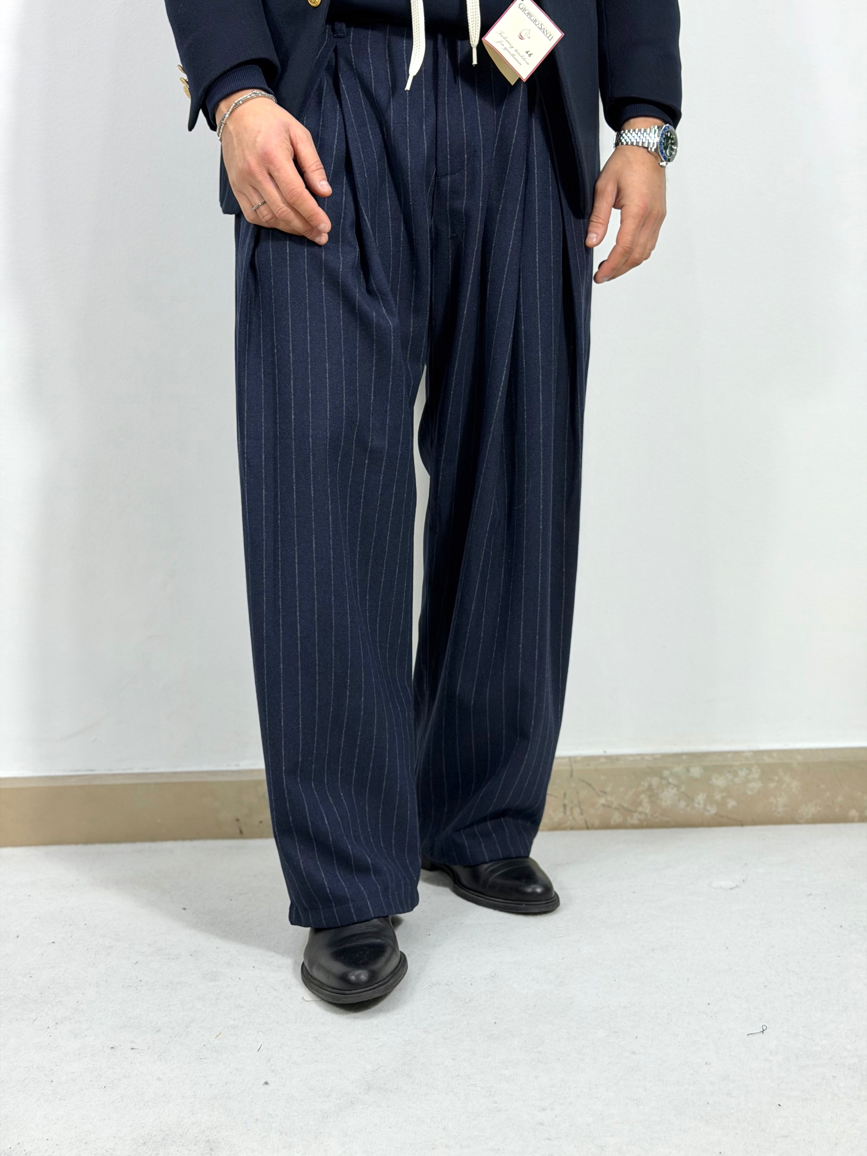 PANTALONI IN FLANELLA GESSATO