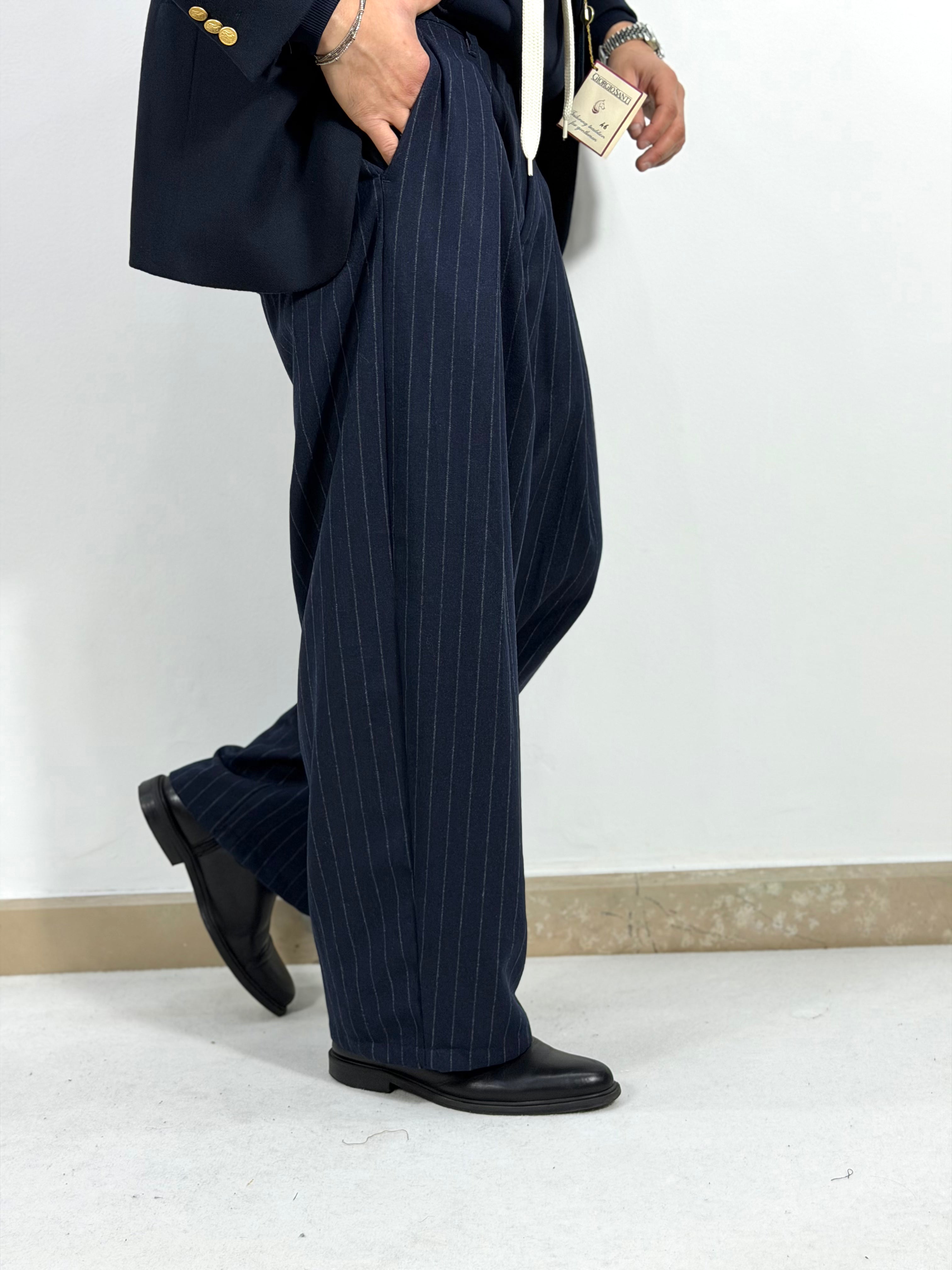 PANTALONI IN FLANELLA GESSATO