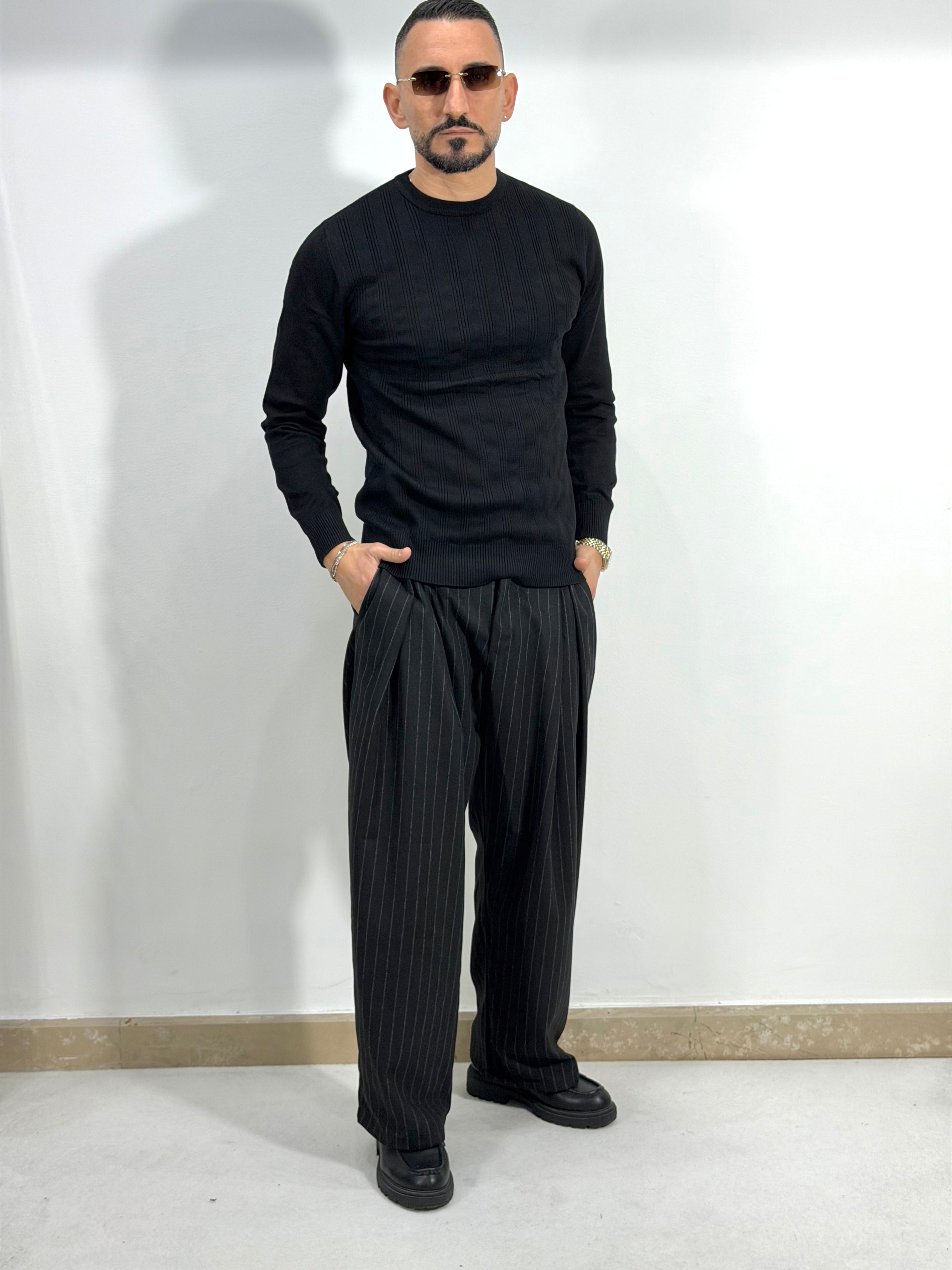 PANTALONI IN FLANELLA GESSATO