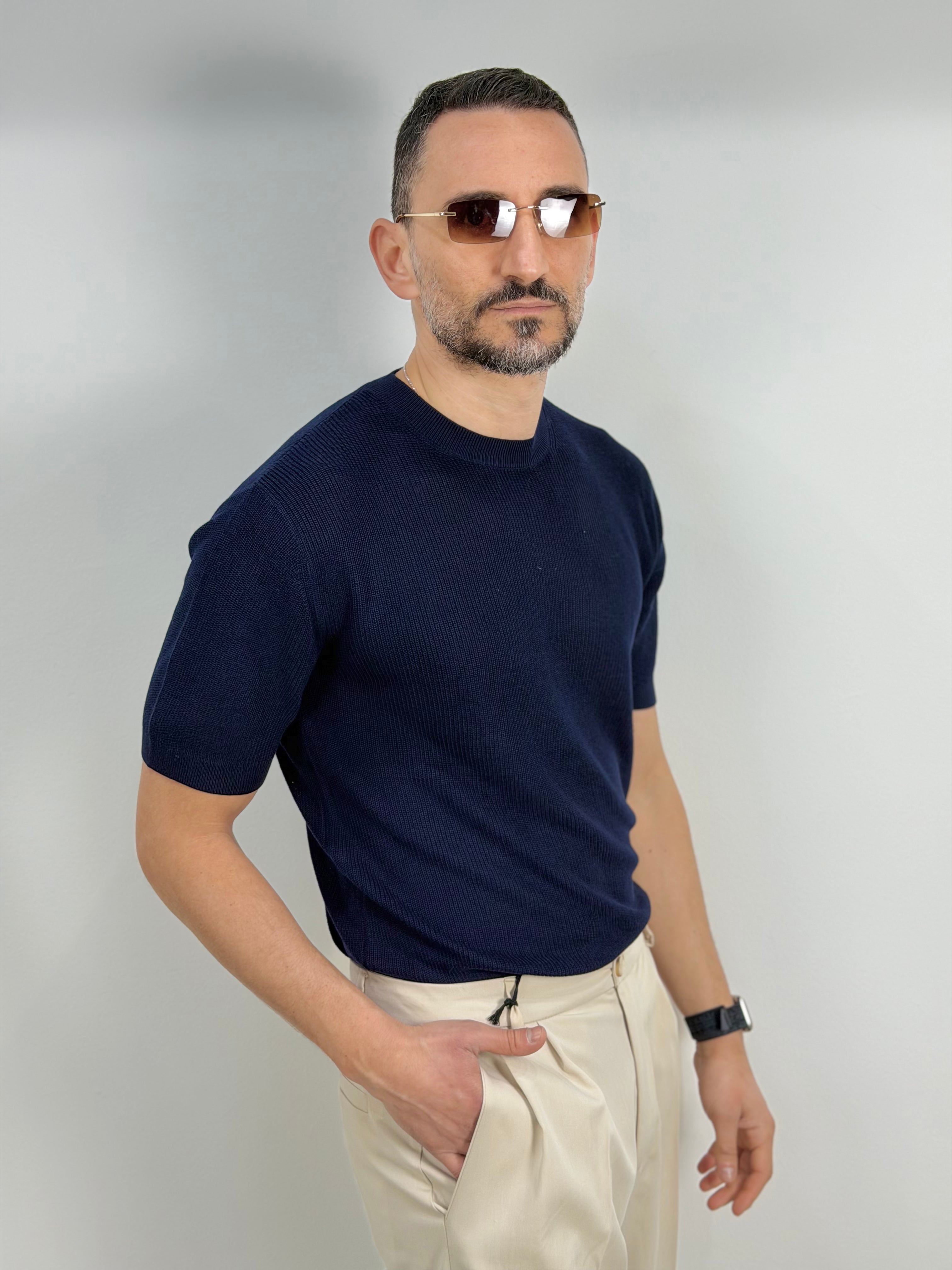 MAGLIA IN FILO IN TRAMA A INTARSIO