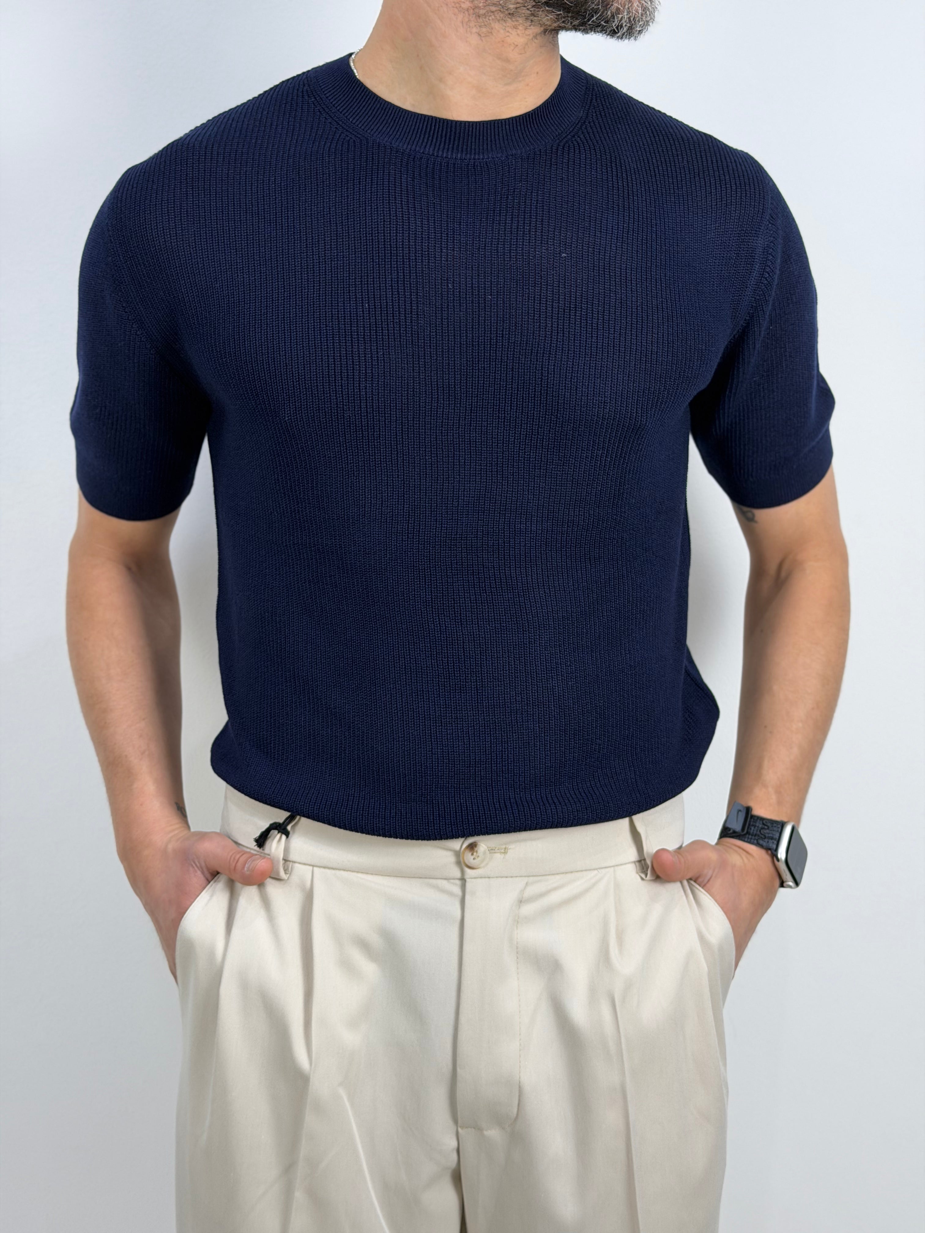 MAGLIA IN FILO IN TRAMA A INTARSIO