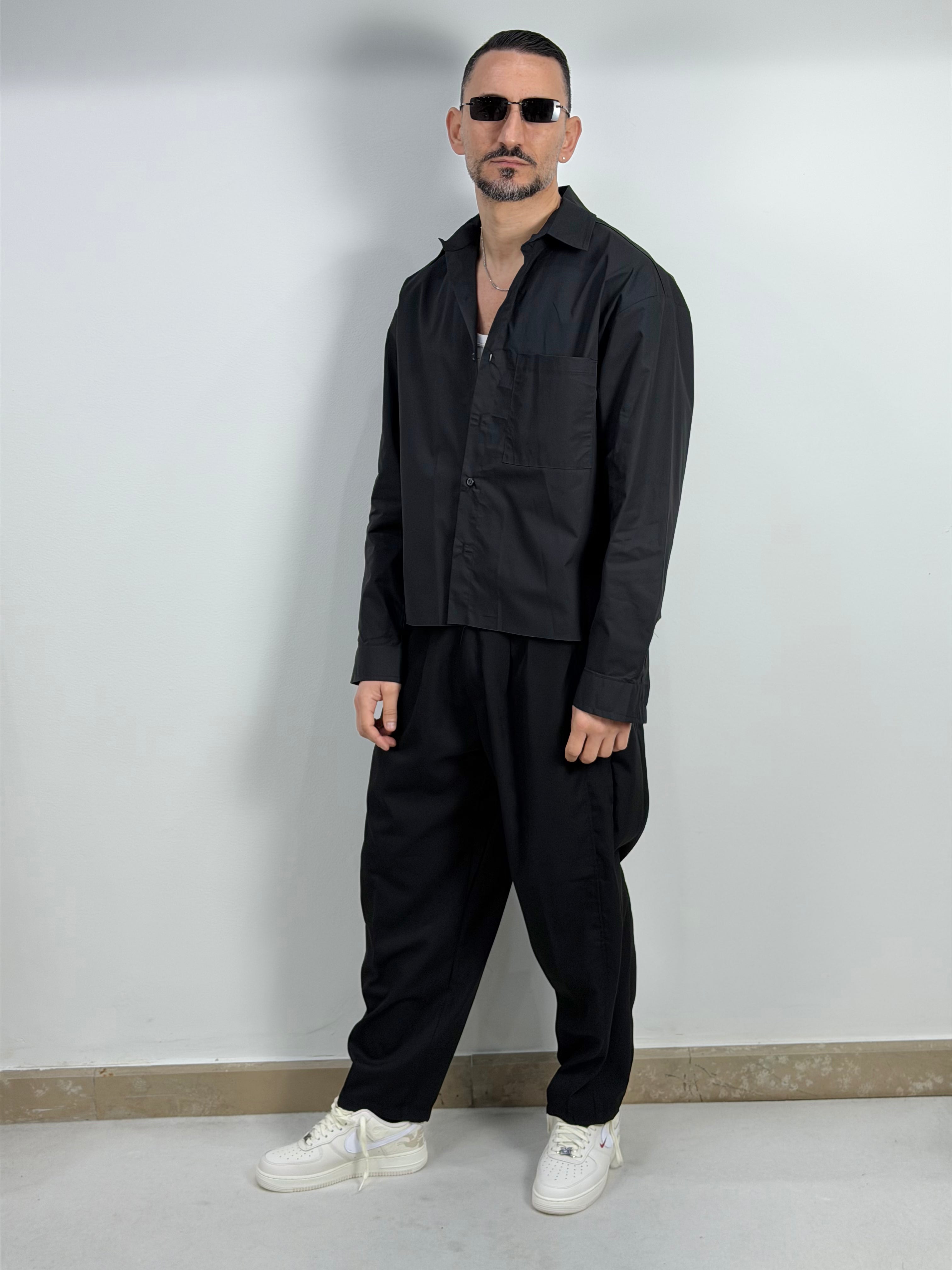 CAMICIA CROP TINTA UNITA