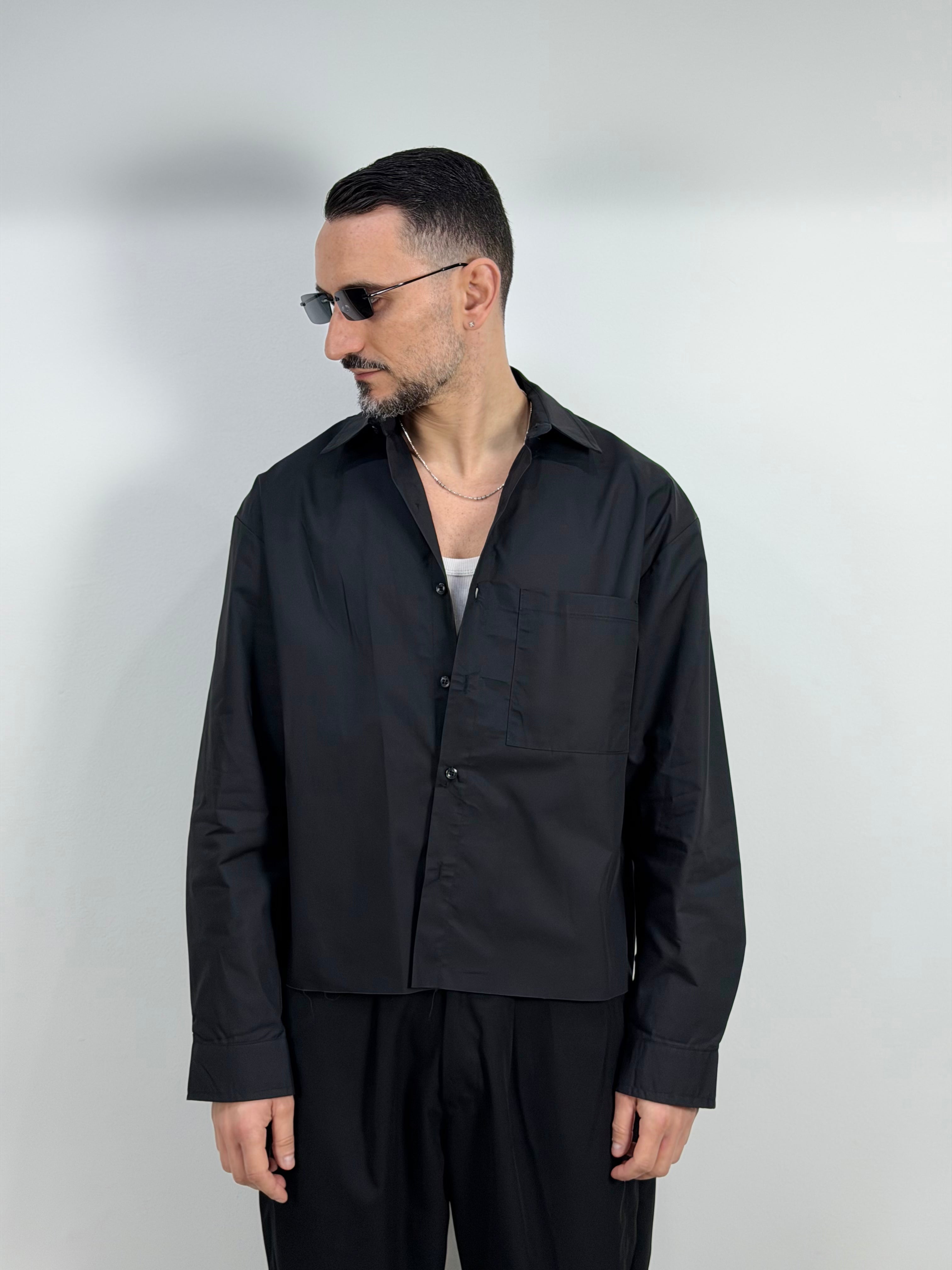 CAMICIA CROP TINTA UNITA