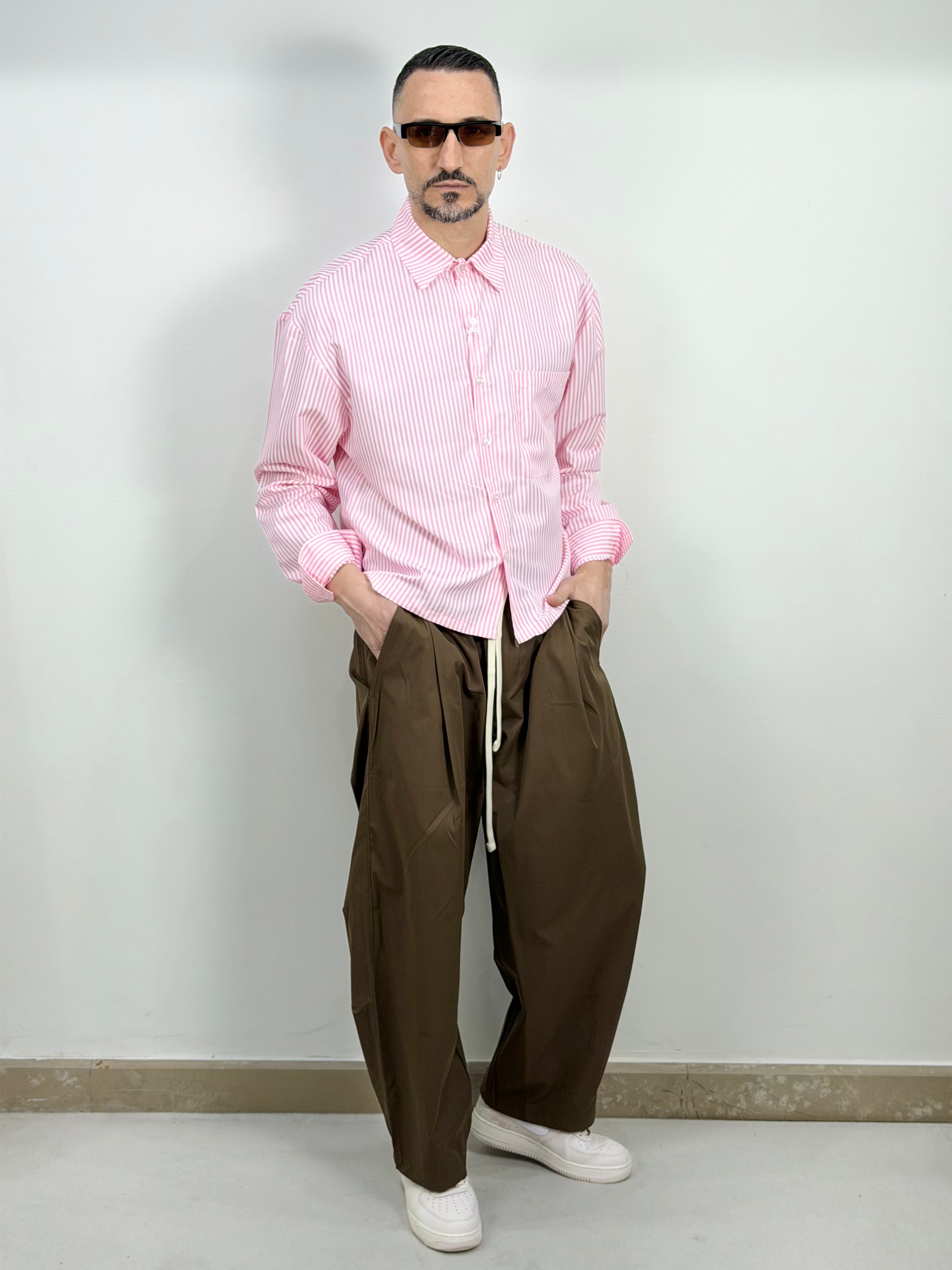 CAMICIA CROP RIGA STRETTA