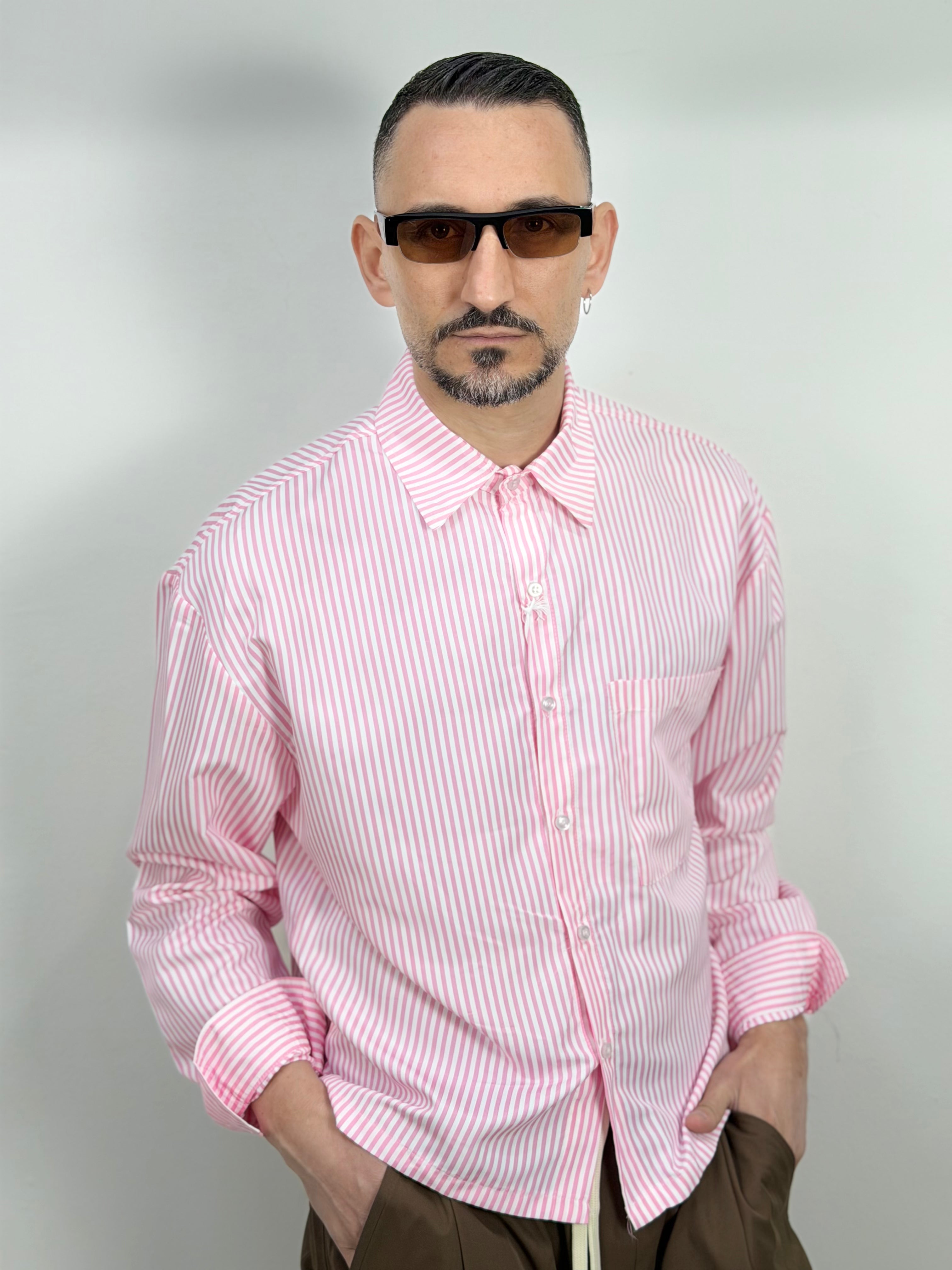 CAMICIA CROP RIGA STRETTA