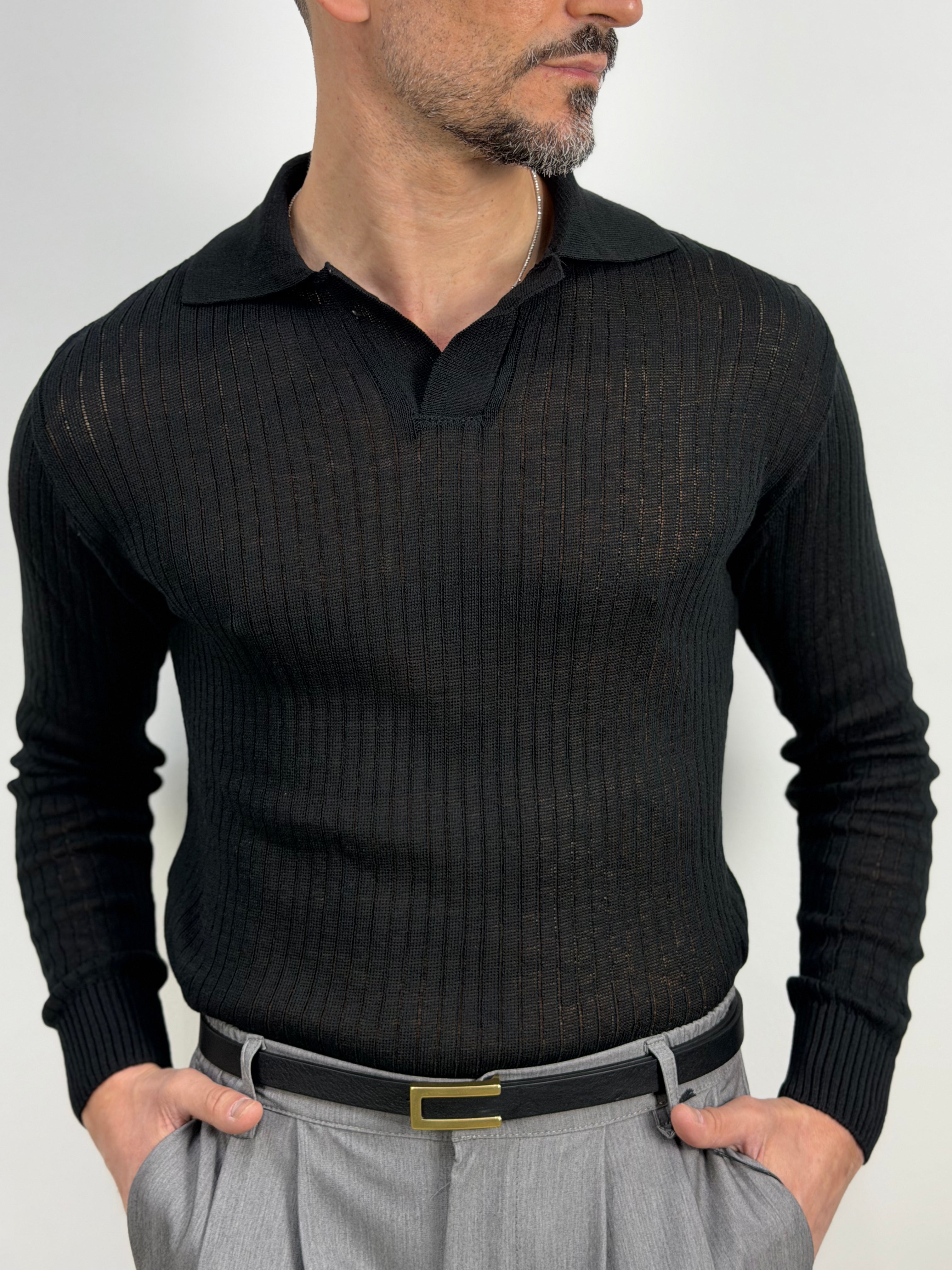 POLO MANICA LUNGA A COSTINA