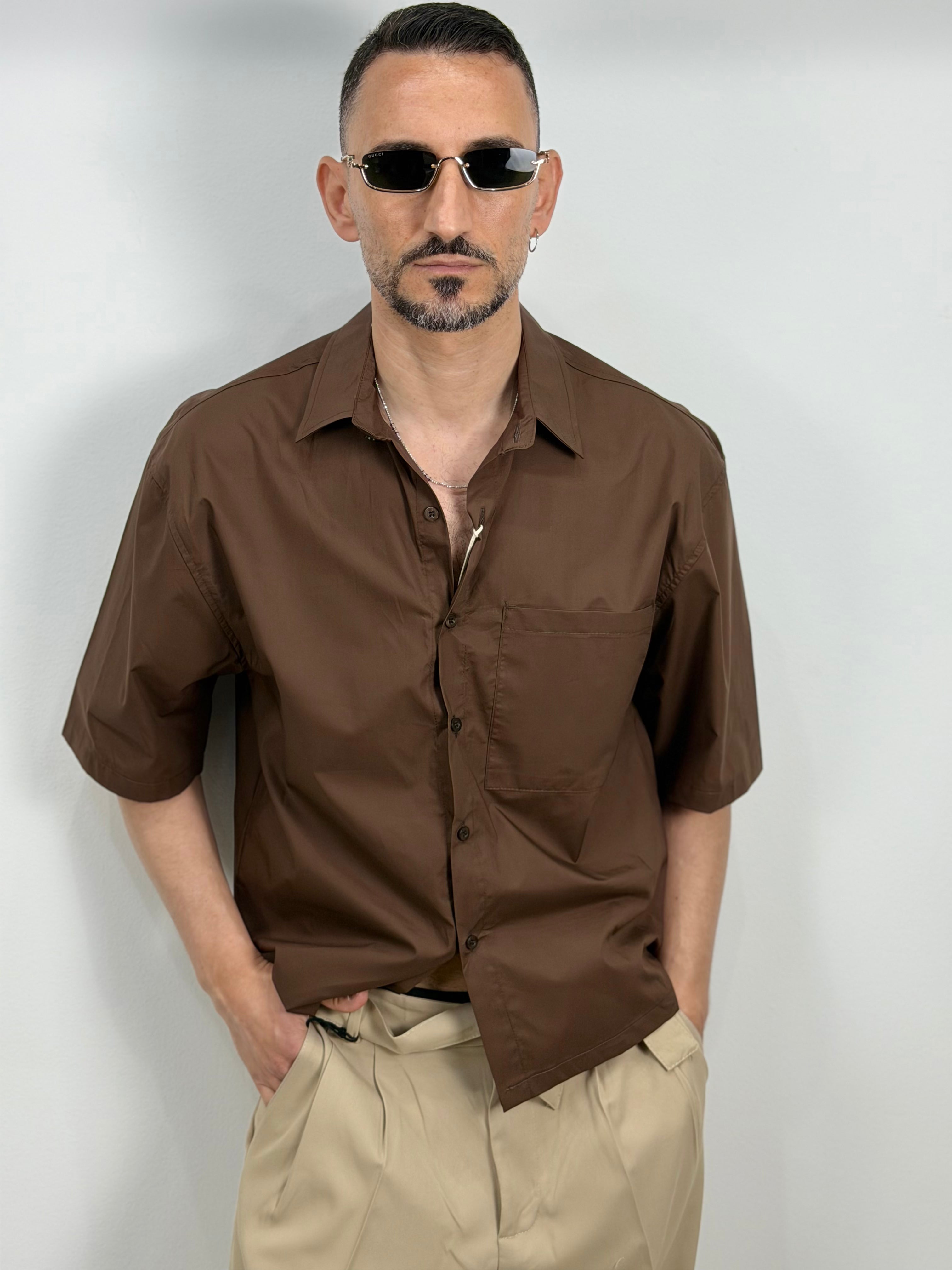 CAMICIA MANICA CORTA TINTA UNITA