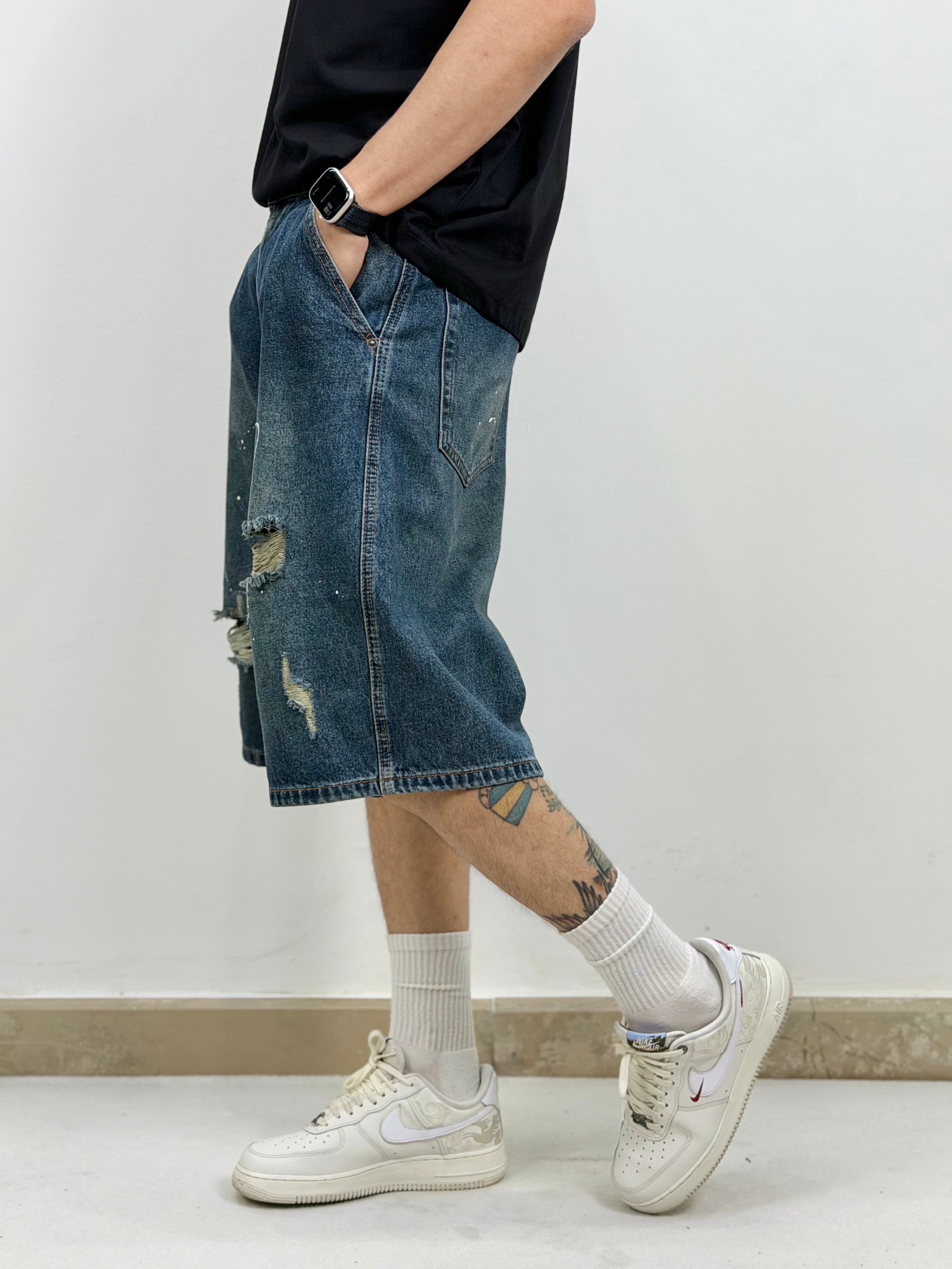 BERMUDA DENIM CON STRAPPI