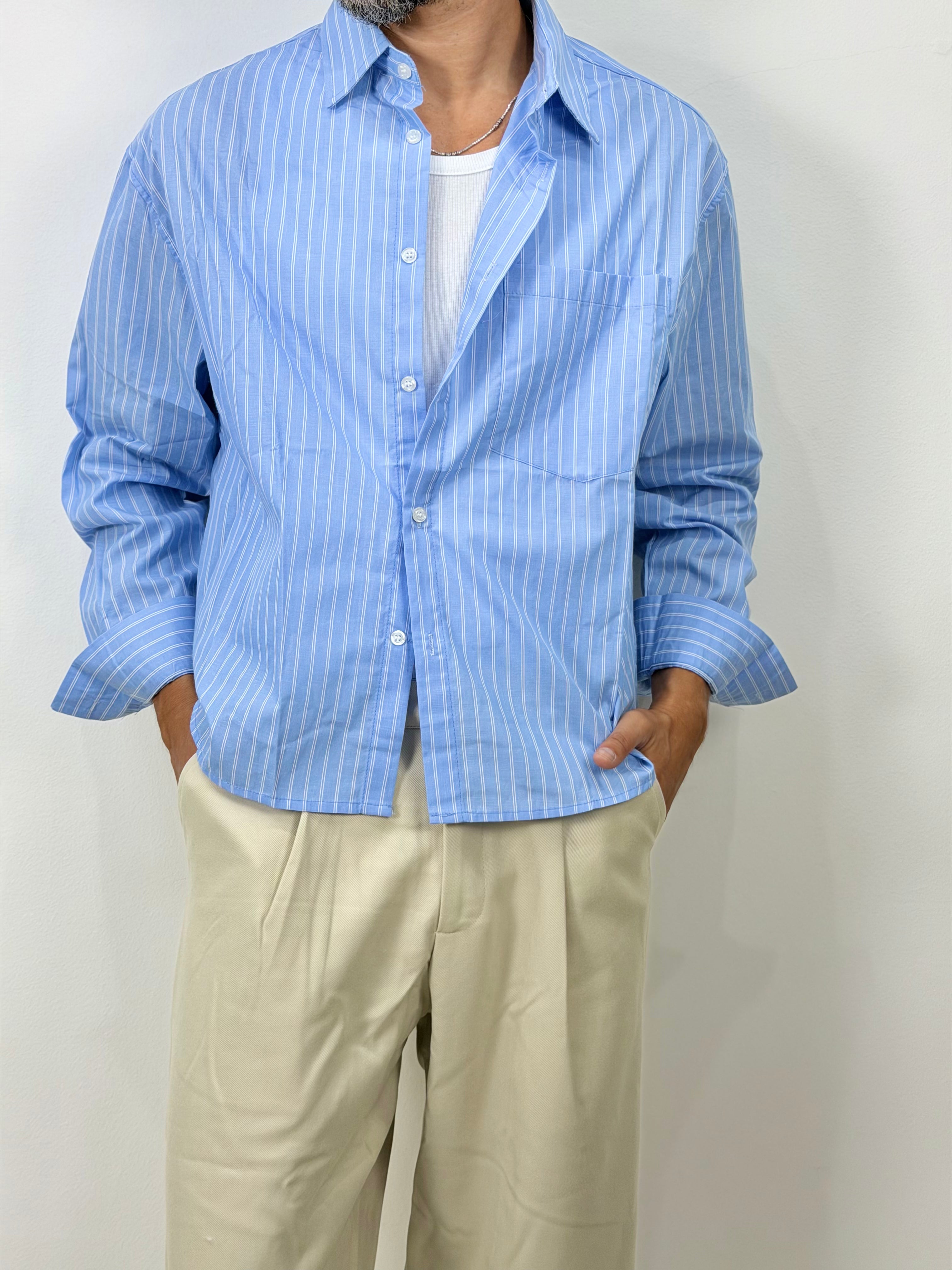 CAMICIA CROP RIGATA