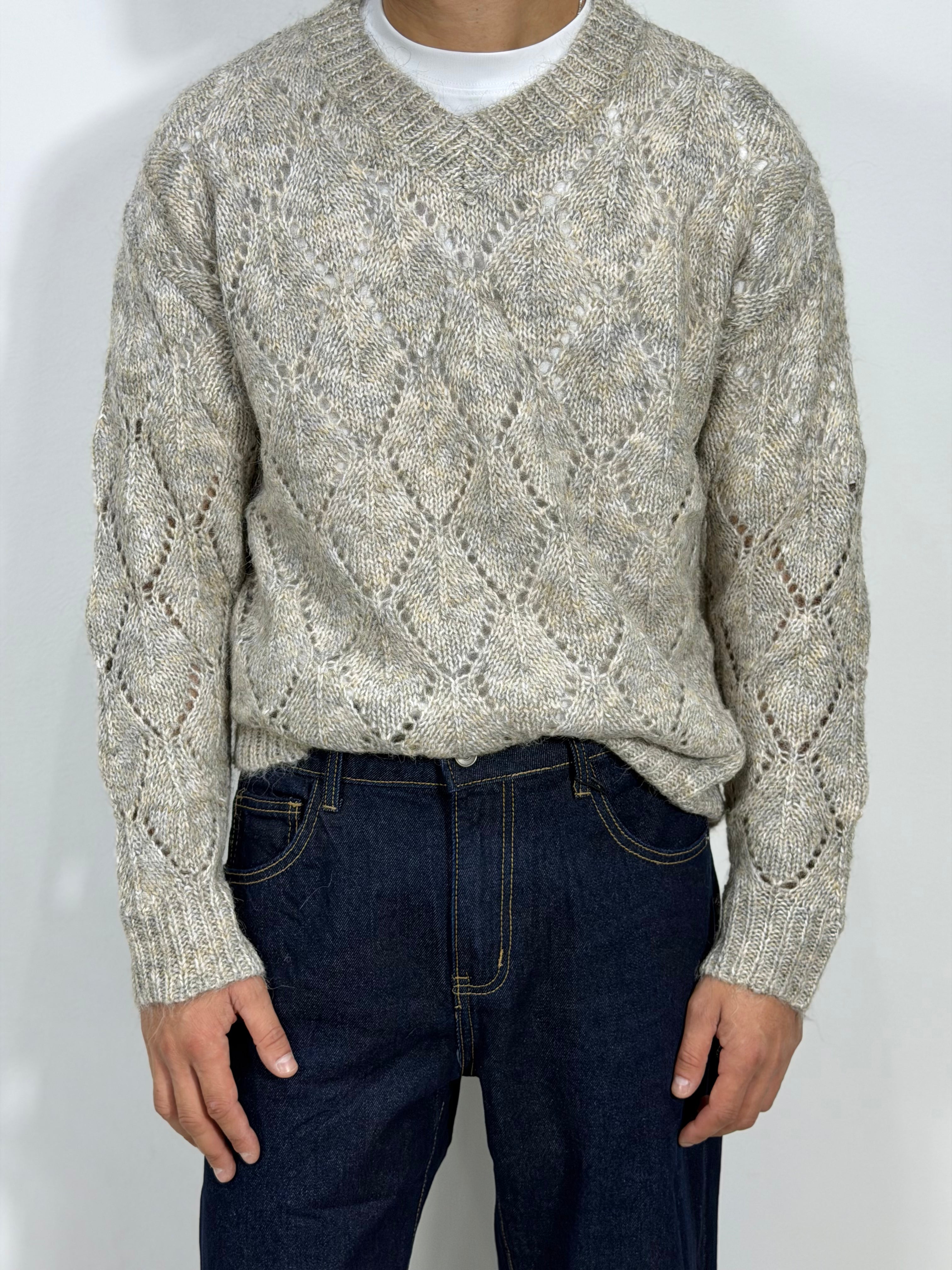 PULLOVER TRAFORATO SCOLLO A V