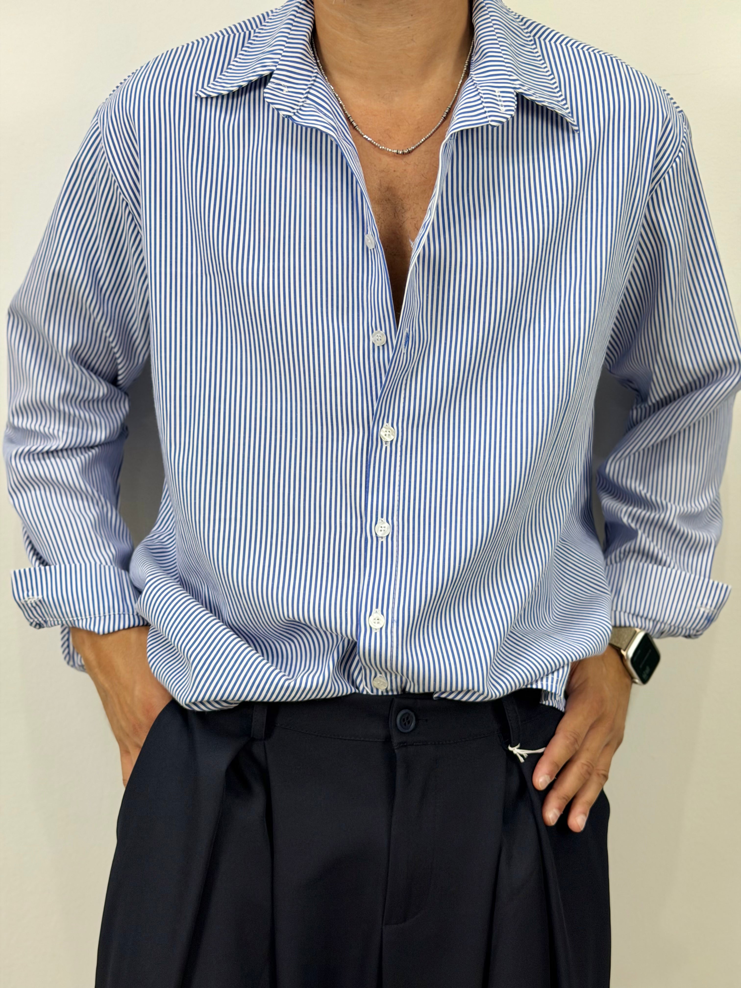 CAMICIA CROP RIGATA
