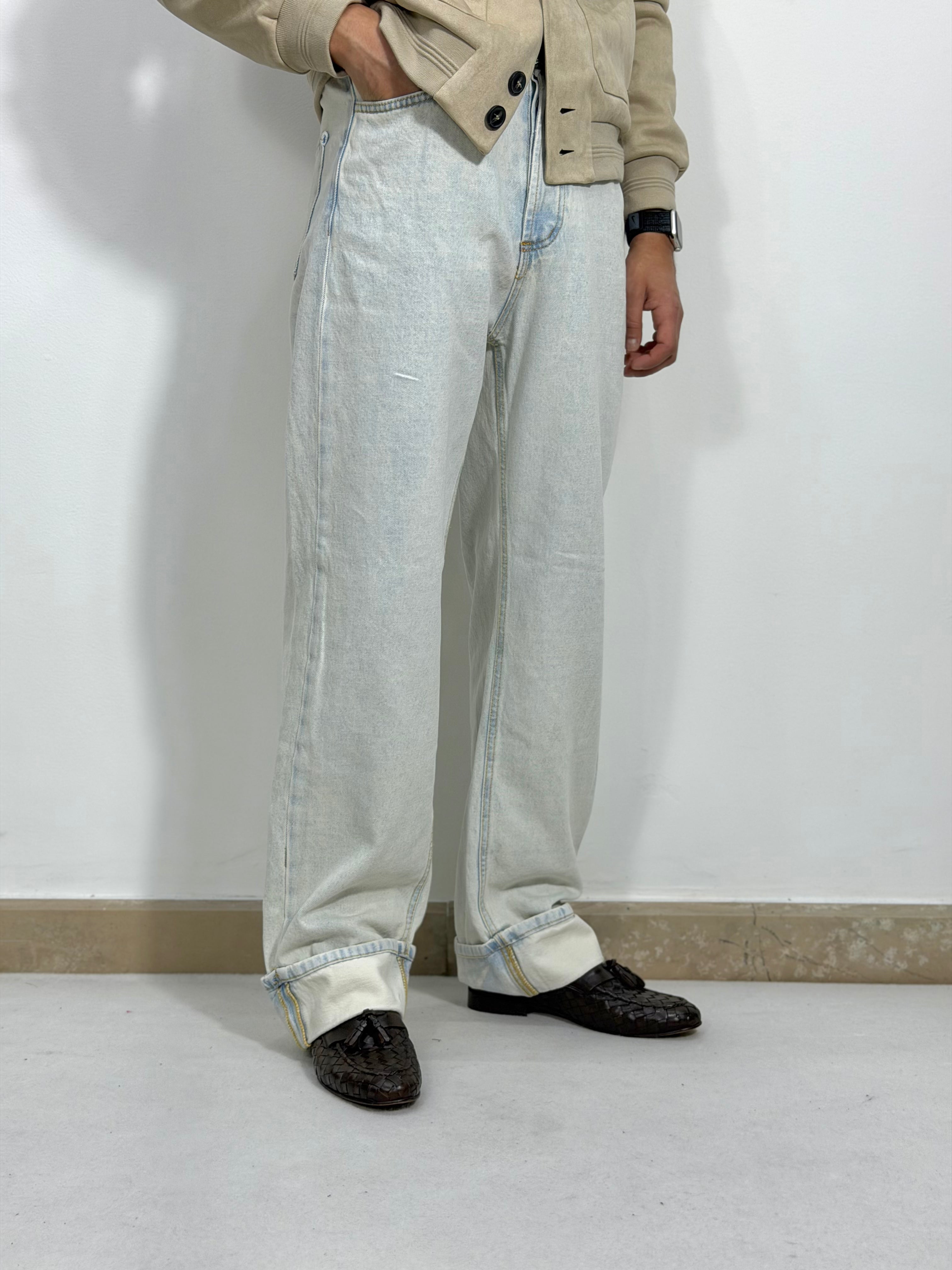 DENIM VITA ALTA FONDO AMPIO E RISVOLTO